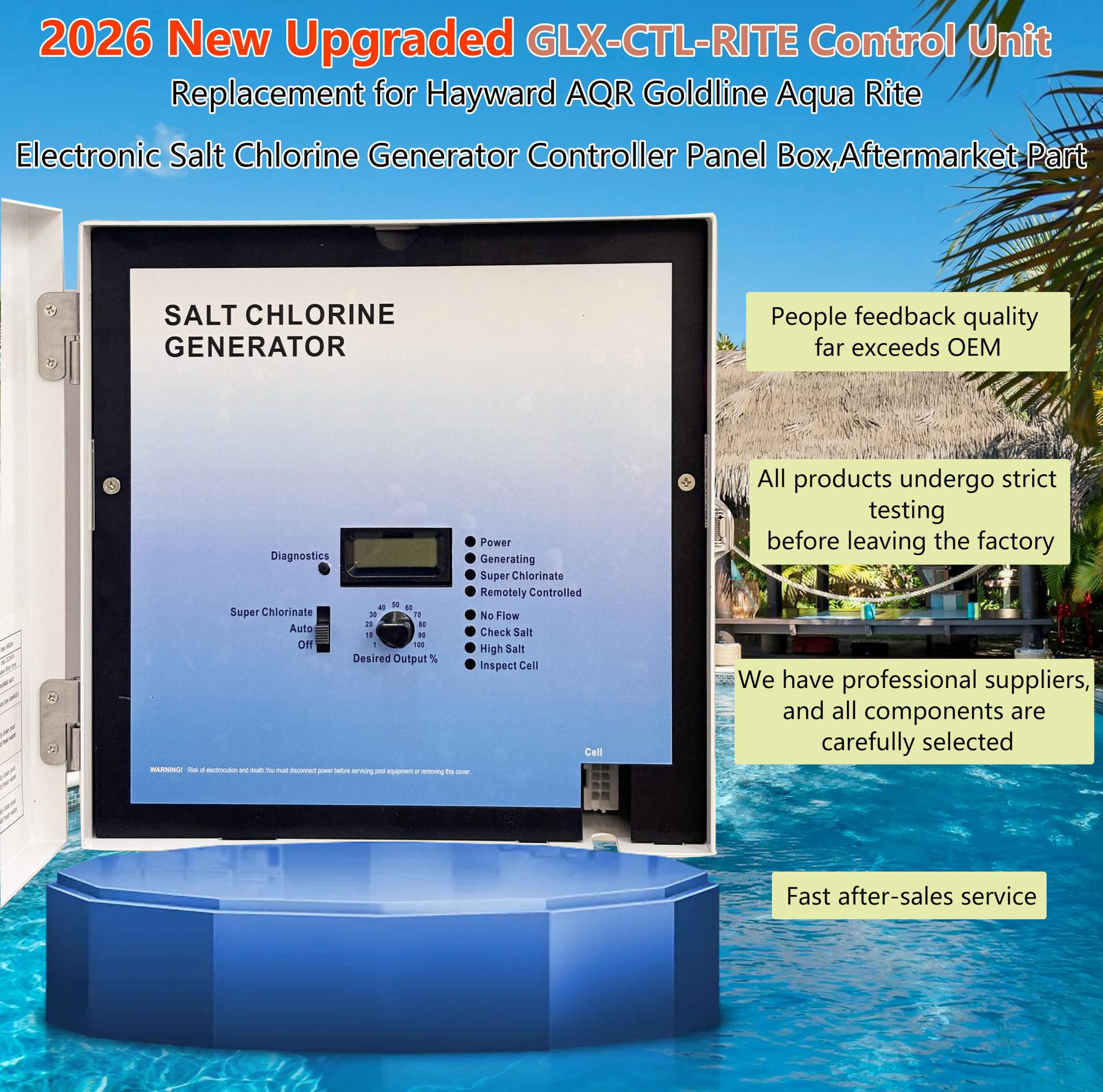 2026 New Upgraded GLX-PCB-RITE Main Circuit Board & GLX-PCB-DSP Display Board，Compatible with Hayward Goldline Aqua Rite Salt Chlorine Generators，Replacement for Hayward aquarite Circuit Board