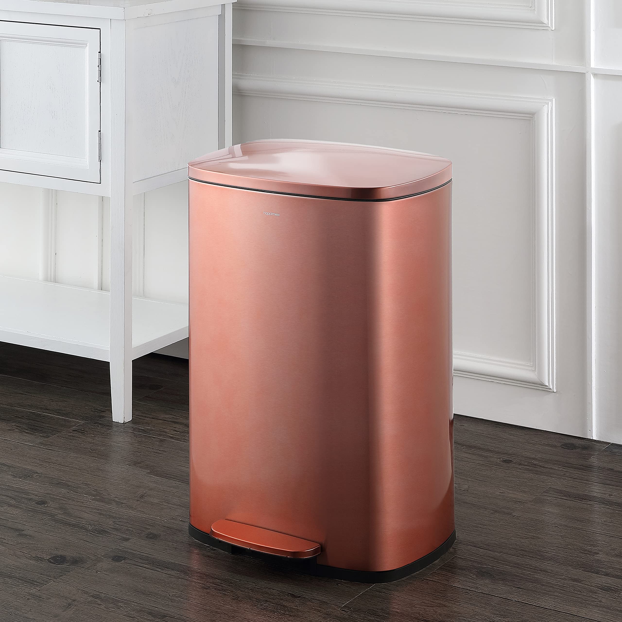 happimess HPM1006B Connor Rectangular 13-Gallon Trash Can with Soft-Close Lid and Free Mini Trash Can, Fingerprint Resistant, Modern, Minimalistic for Home, Kitchen, Office, Bathroom, Black