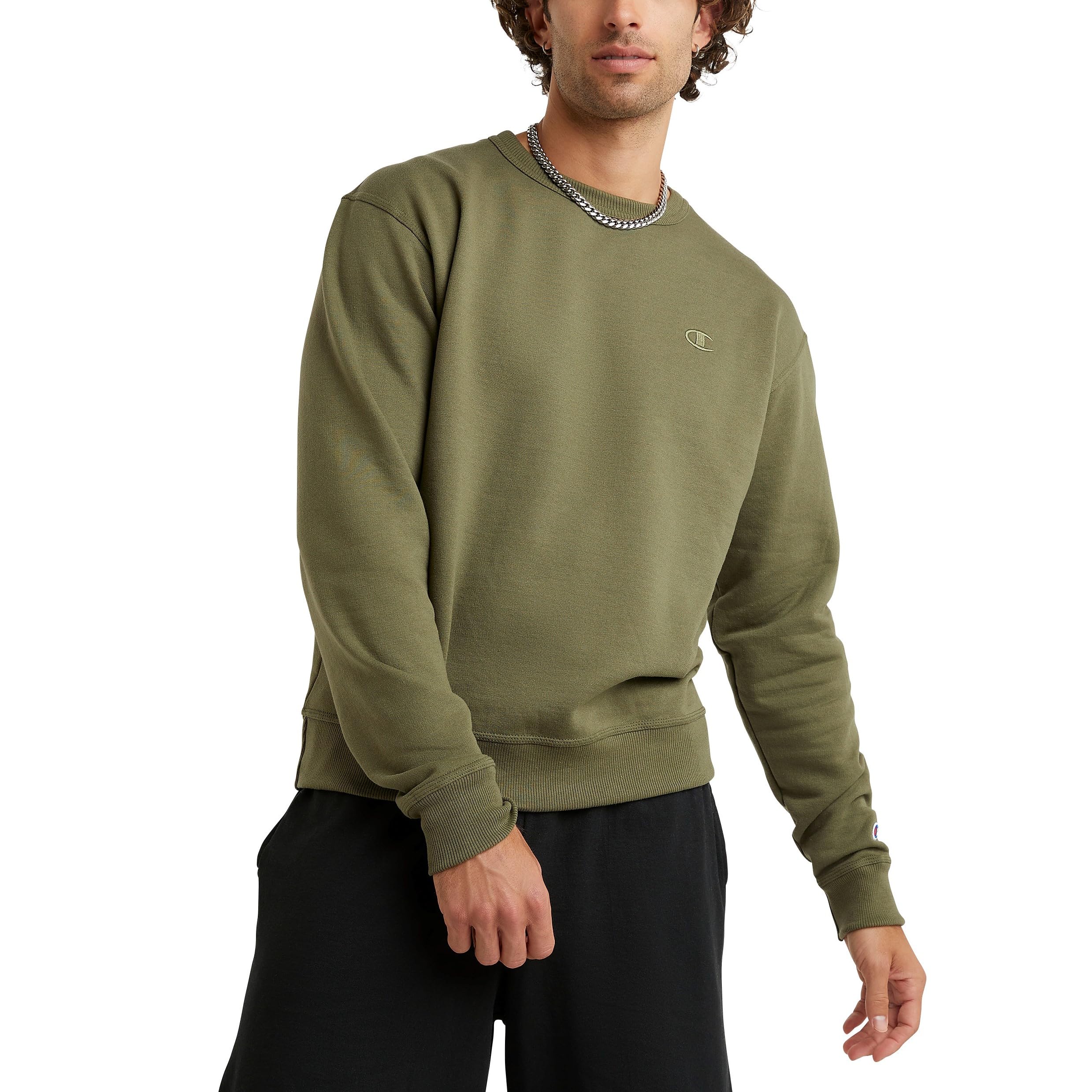 Champion Men's Men's Crewneck Fleece Sweatshirt, Standard Fit, Midweight, C Logo, Available in Regular and Big & Tall