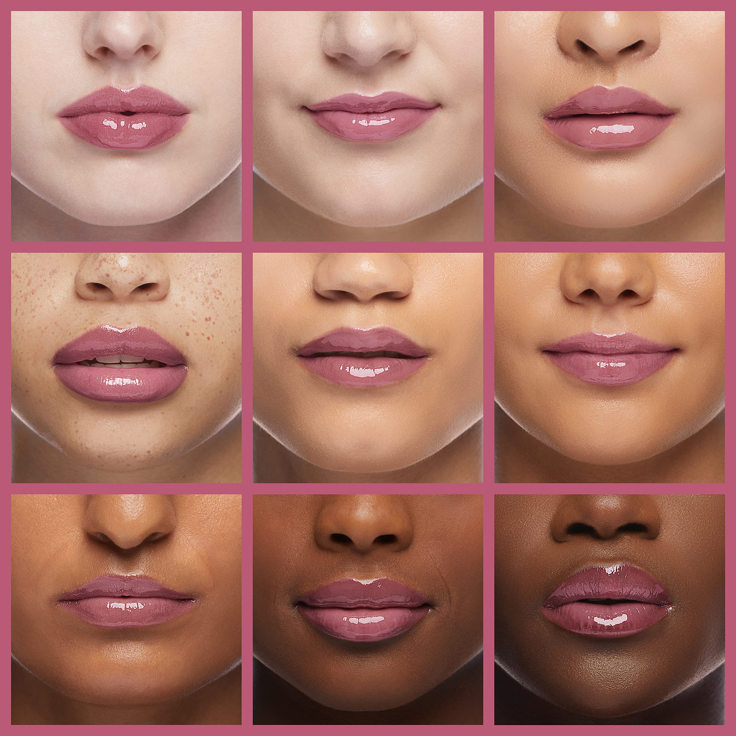 Nicole Miller Lip Gloss Collection Shimmery Glosses for Women and Girls Long Lasting Color Set with Rich Varied Colors, Flowery Pink, 10 Count (Pack of 1)