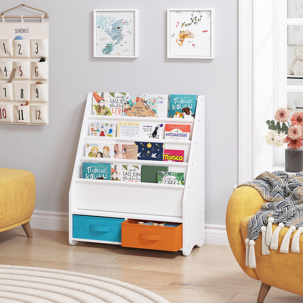UTEX Kids Sling Bookshelf - Kids Magazine Rack with Organizer, Book Organizer (Espresso)
