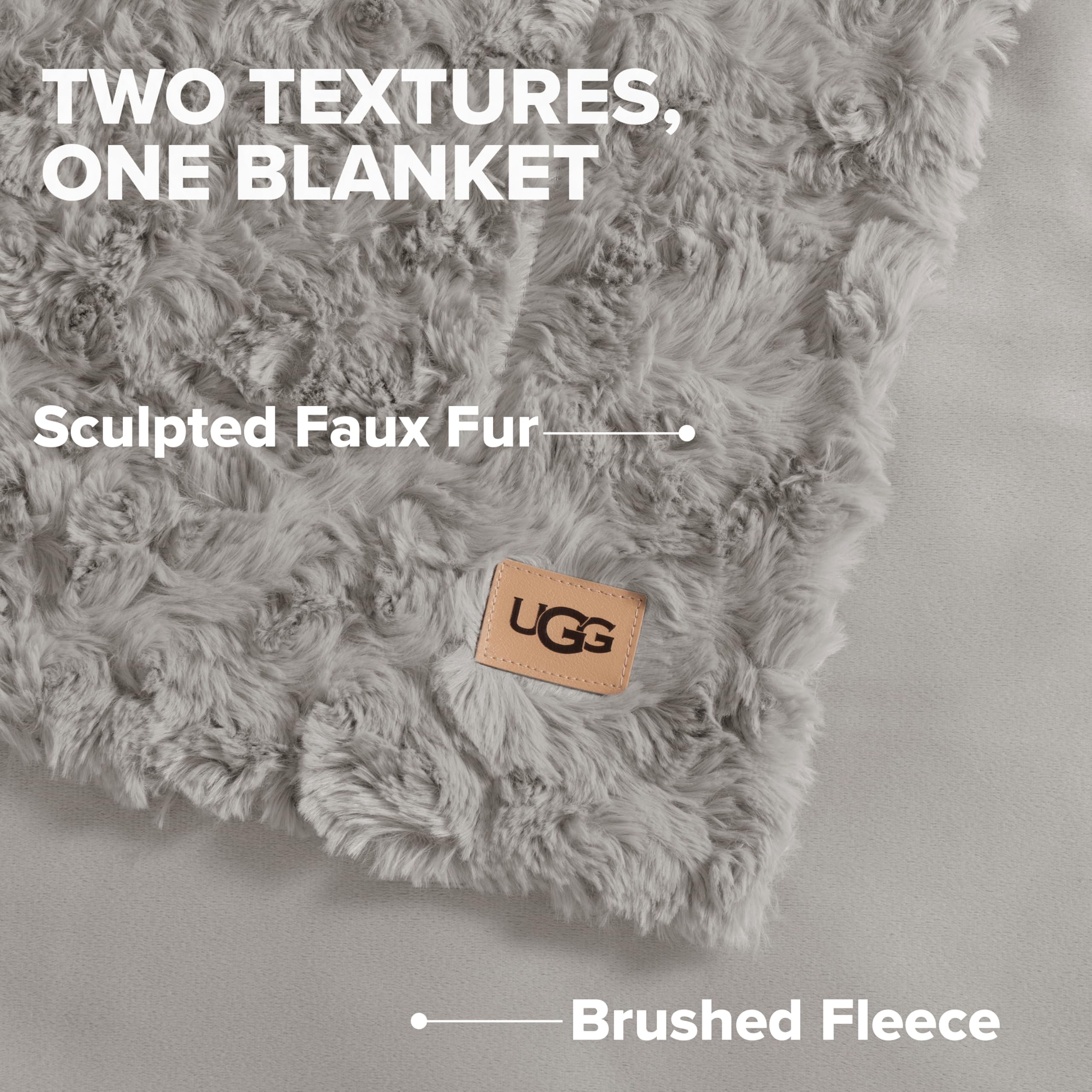 UGG Adalee Faux Fur Twin Size Blanket, Warm Cozy Blanket, Extra Large Throw for Sofa, Washable Bedding for Twin XL Size Bed, Cute Room Decor, 66" x 90", Oyster Brown