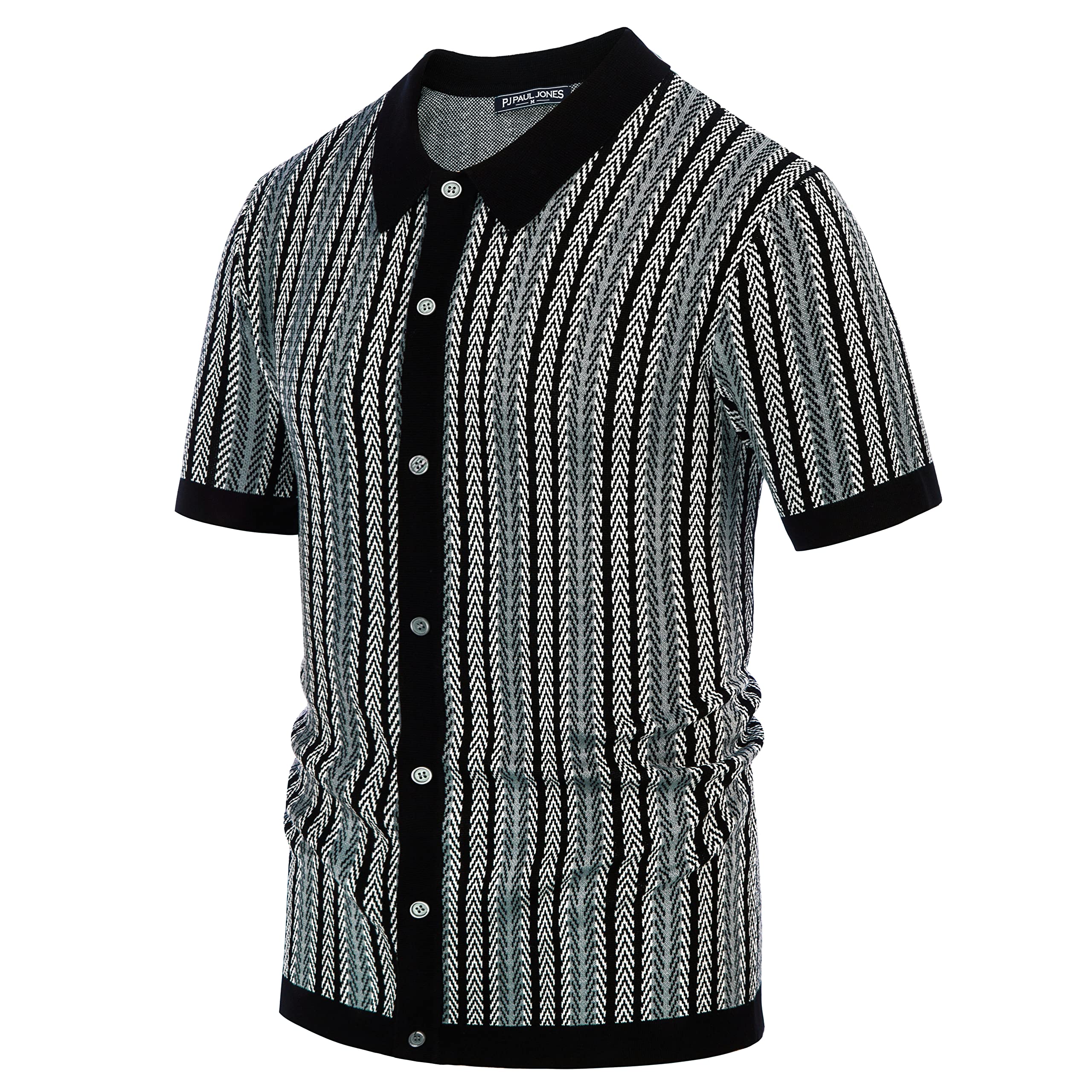 PJ PAUL JONES Men's Polo Shirts Retro Knit Shirt Vintage Striped Shirt