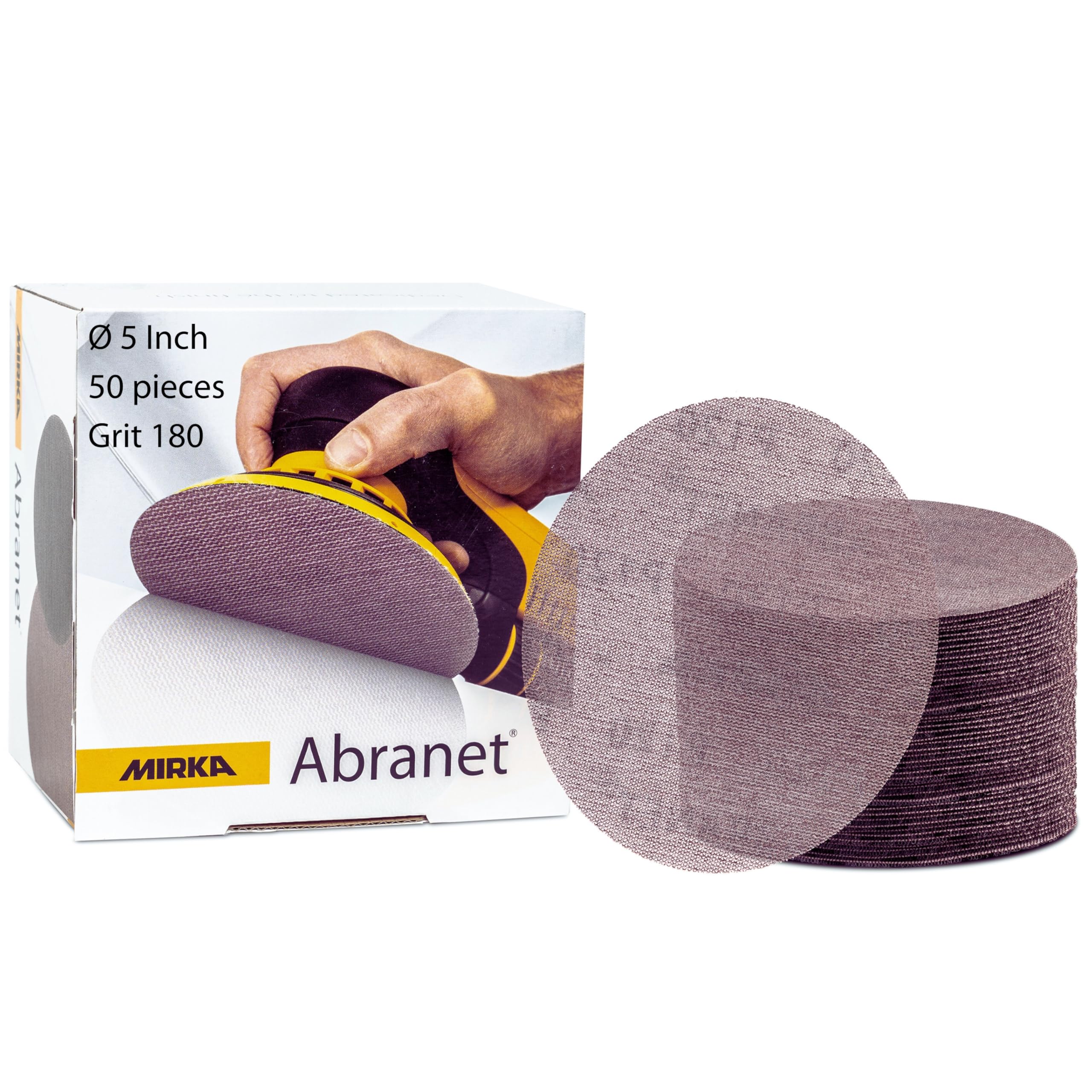 Mirka Abranet Sanding Mesh Discs 80 Grit 5 Inch Hook and Loop 50 Pcs | Hook and Loop, 50pcs, 9A-232-080