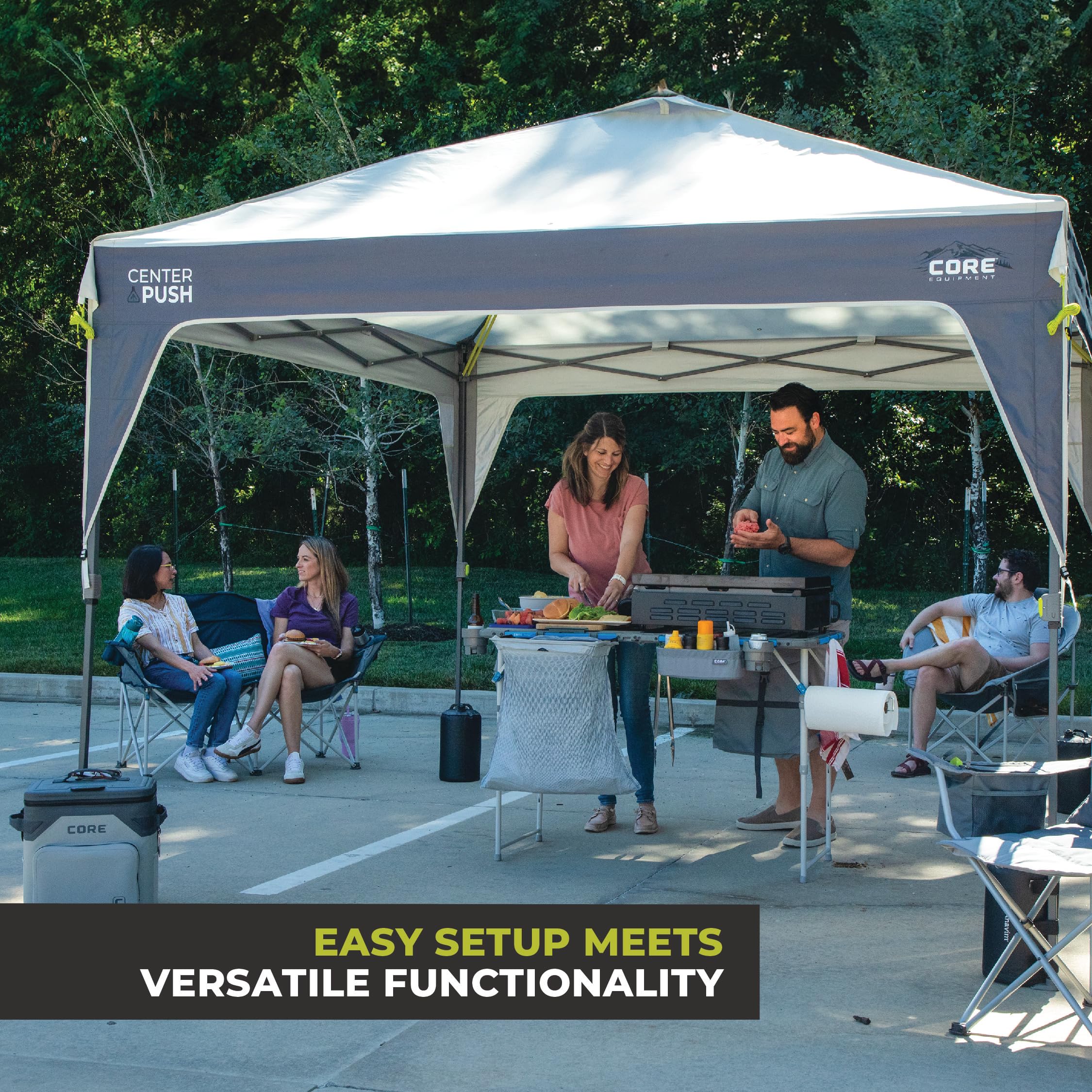 Core Instant Straight Leg Canopy Tent with Adjustable Sun Wall, 6 ft x 4 ft , Gray