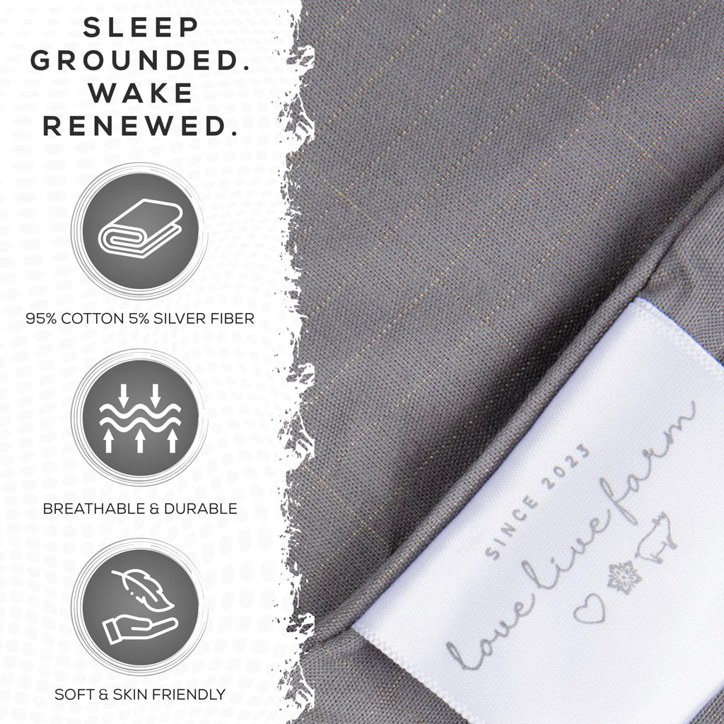 Earthing Grounding Sheets Twin Size(Grey) - 400 Thread Count Soft Earthing Sheets w/Cotton, Silver Fiber - Reinforced Grounding Cord for Conductivity – Ideal Grounding Bed Sheets for Better Sleep