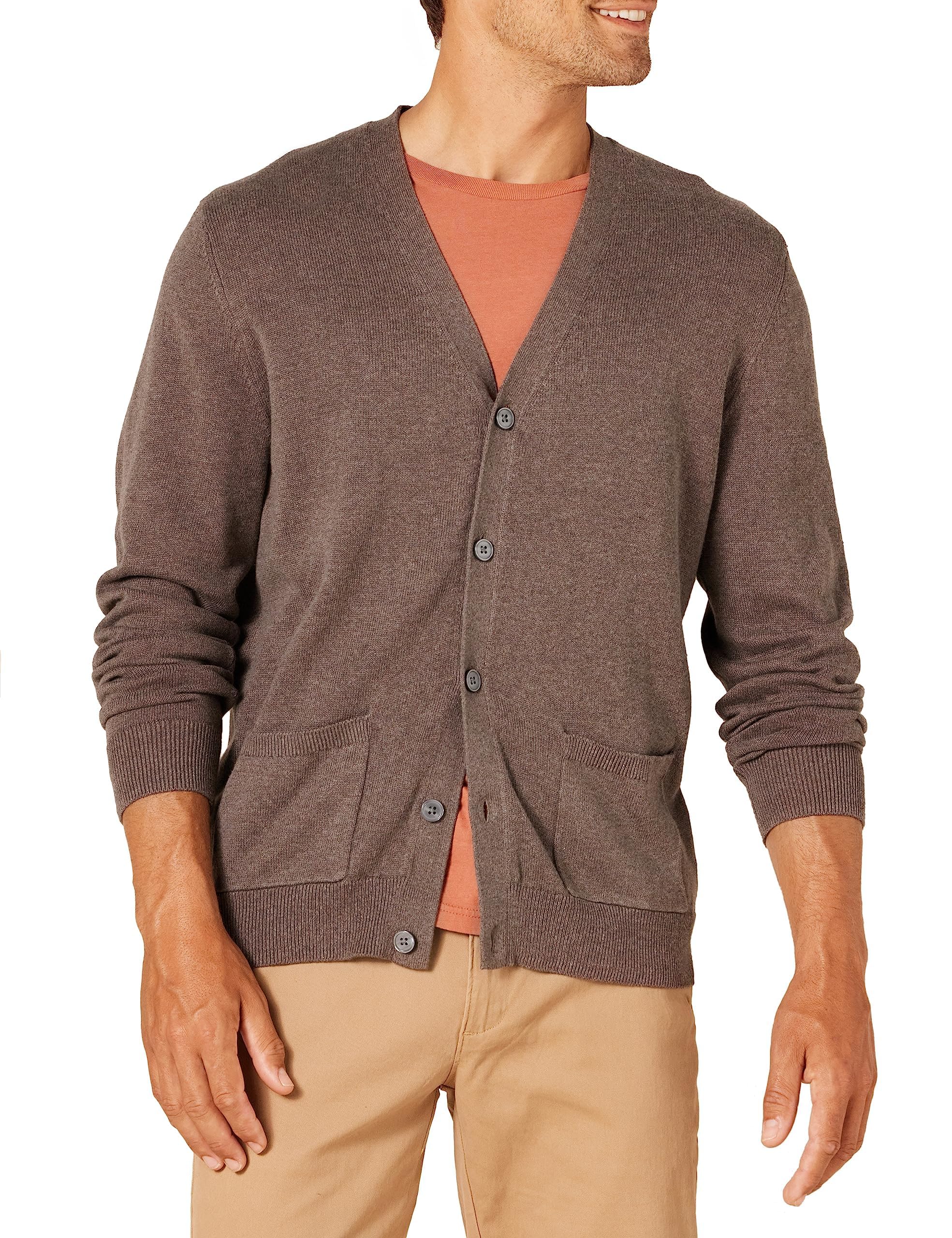 Amazon Essentials Men's V-Neck Cotton Cardigan Sweater
