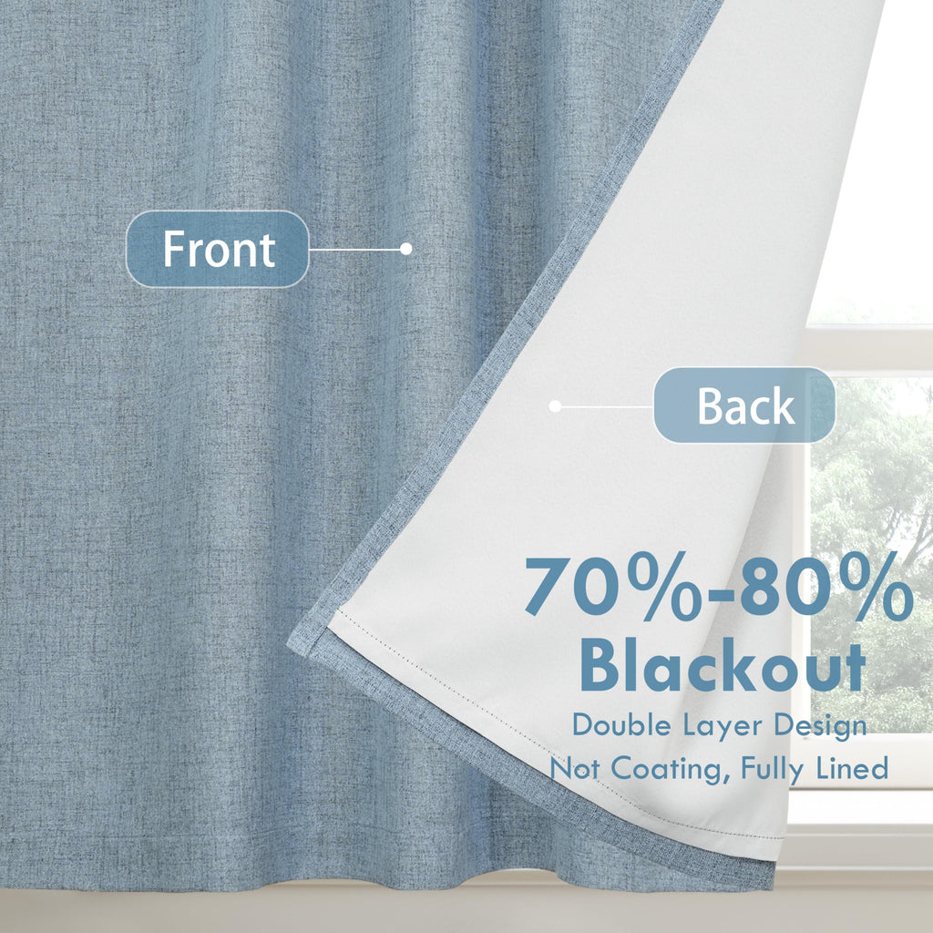 DriftAway Double Layer Linen Blackout Tie Up Curtains Thermal Insulated Fully Lined Balloon Roman Shade Bathroom Window Adjustable Rod Pocket for Small Window 25 Inch by 47 Inch Beige