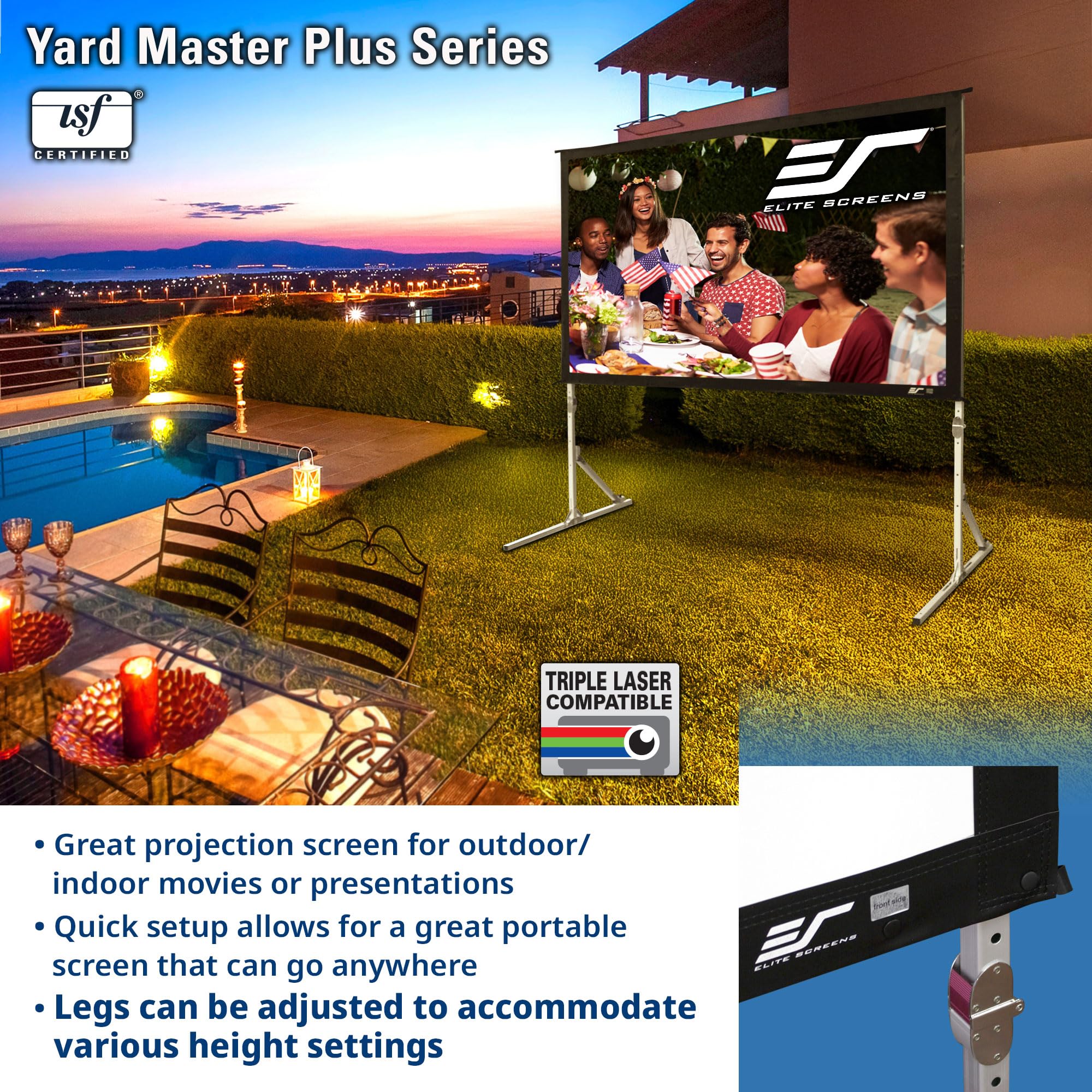 Elite Screens 100-inch Wraith Veil DUAL, 16:9, 0.8 Gain, 150° Viewing Angle, Front & Rear Projection Screen, Yardmaster 2 OMS100H2-Dual