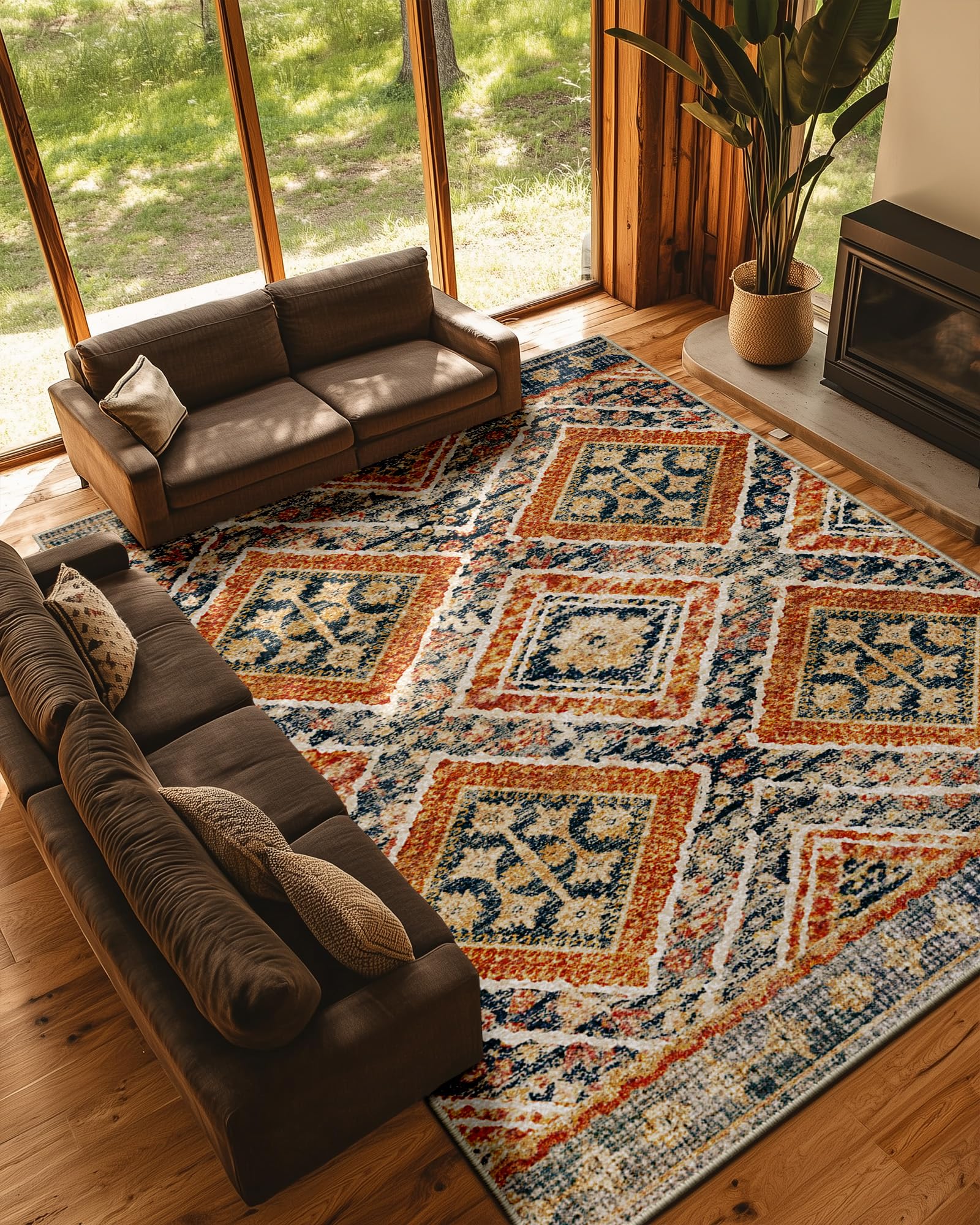 BESTSWEETIE Area Rug 2x3 Rug Machine Washable Non-Slip Low Pile Print Pattern Western Rug for Living Room Bedroom Entryway Tribal Series-Abstract/Cowhide