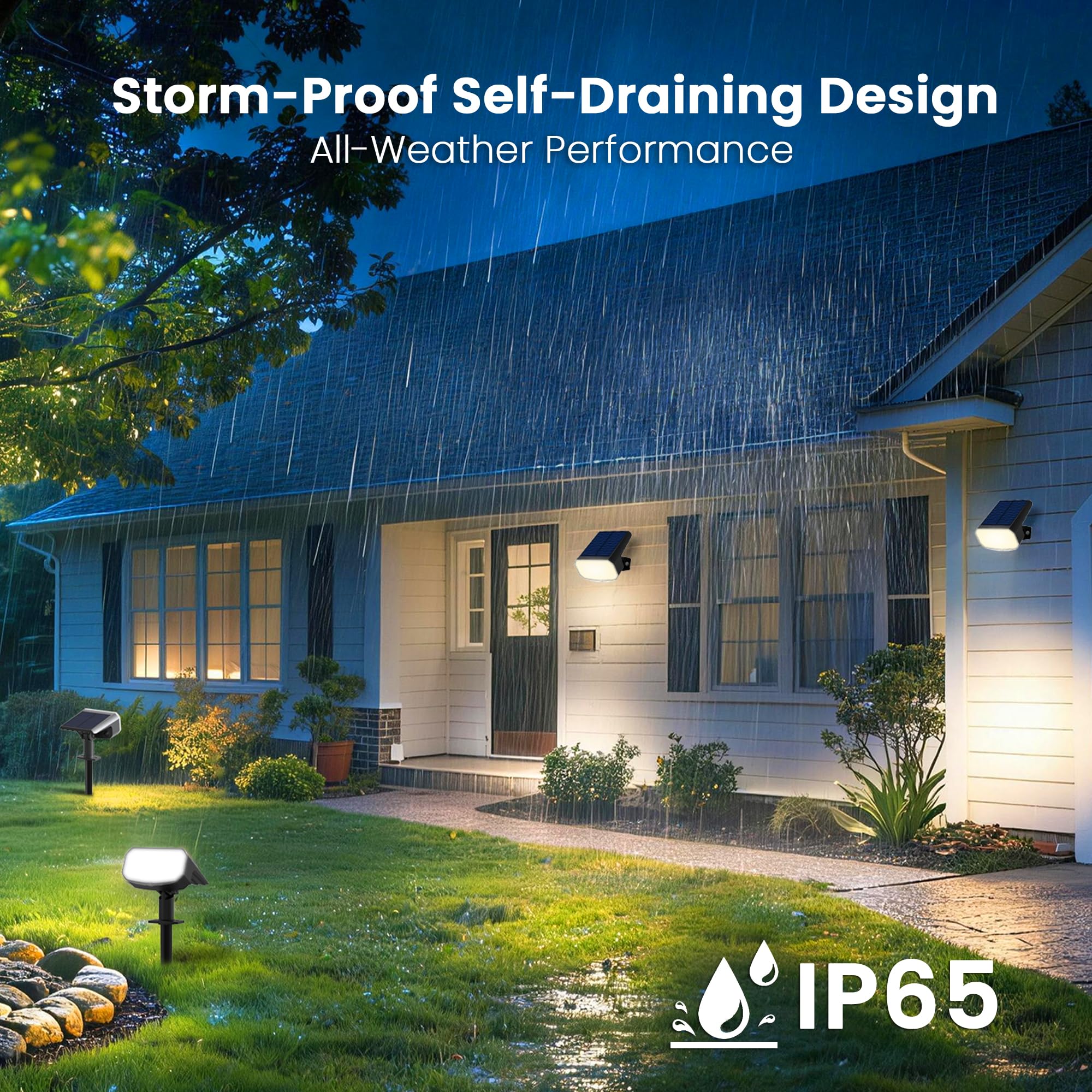 JEJOT Solar Lights Outdoor Waterproof IP65,Auto On/Off, 2700K 2 Lighting Modes, Super Bright LED, Solar Powered Yard Garden Solar Spot Lights for Outside Landscape -6 Pack