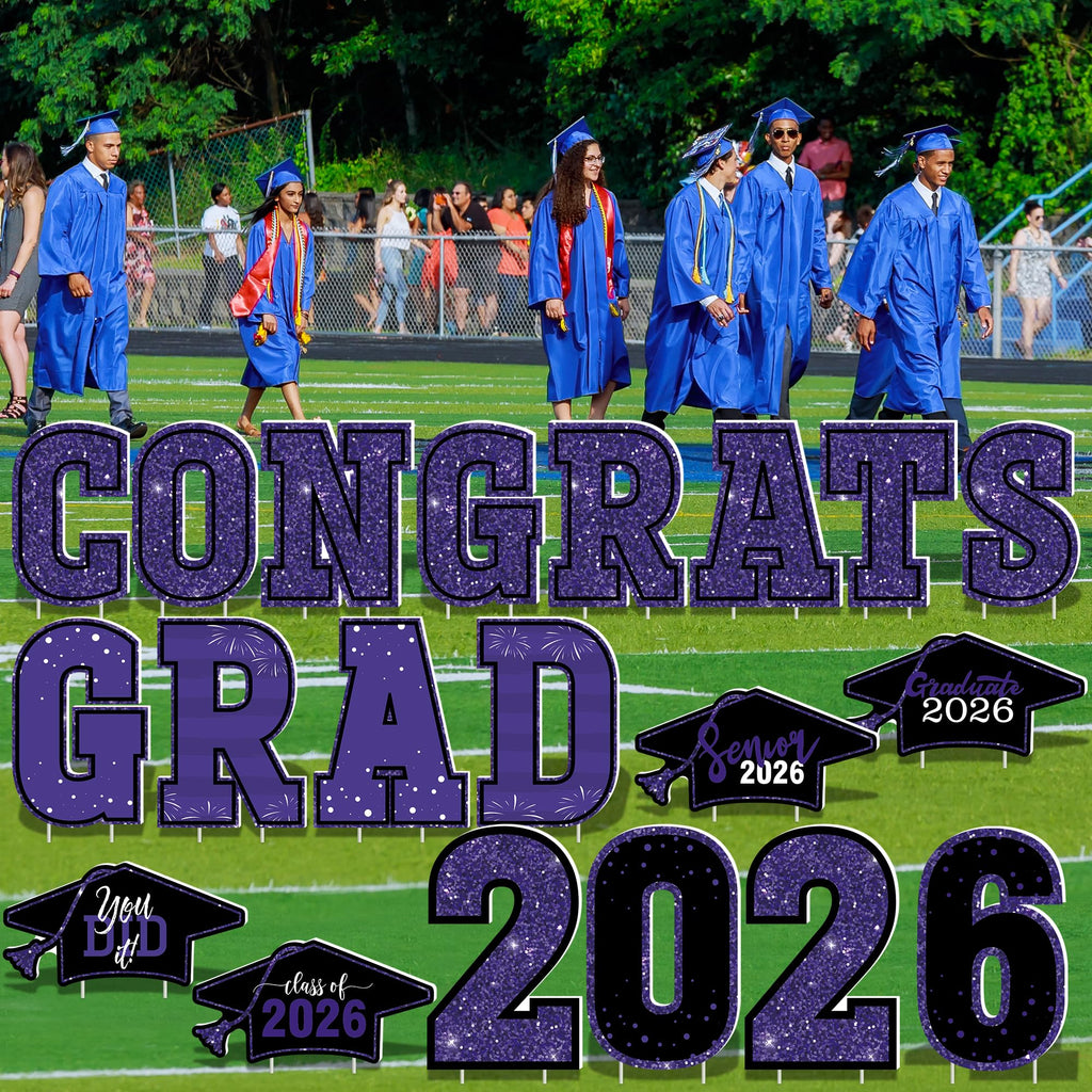 HOVACY 20 PCS Black Gold Graduation Yard Signs Class of 2026 | Black Gold 20 PCS, 40 Stakes, 11.57 x 16.14 in, Corrugated Plastic, Waterproof, Congrats Grad Sign, Graduation Sign