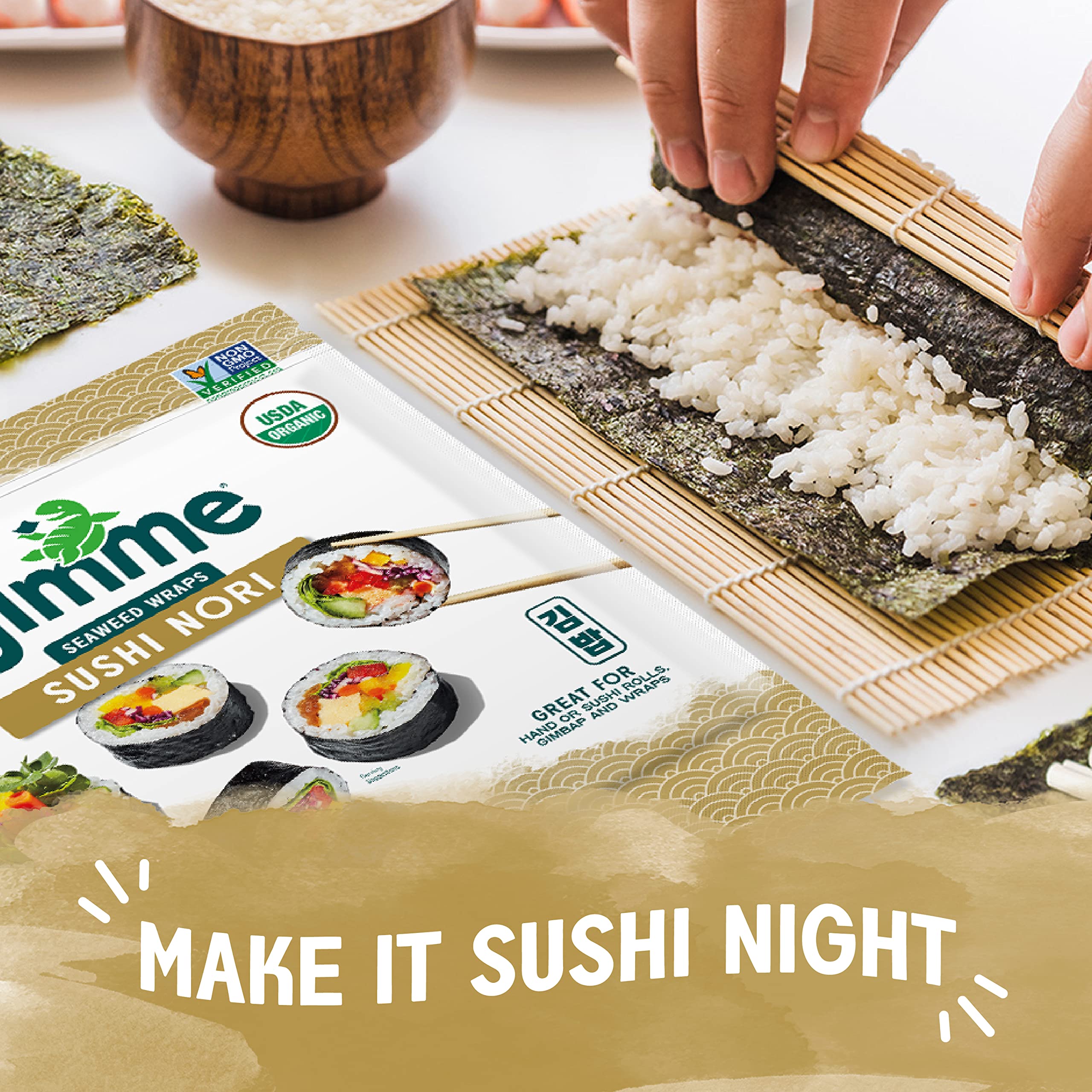 Gimme Seaweed Sushi Nori Premium Organic Roasted Seaweed Sheets, Keto, Vegan, Gluten-Free, Restaurant-style Sushi Nori Sheets 0.81 Ounce (Pack of 1)