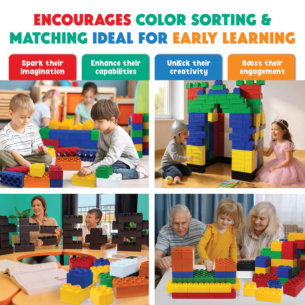 BiggoBlocks Large Building Blocks for Kids Ages 3-8 – 288 Piece Mega Set – Indoor & Outdoor STEM Toy for Boys & Girls