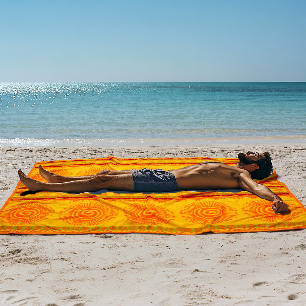 COTTON CRAFT Ombre Stripe Extra Wide Beach Towel for Two - 58x68 - Pure Cotton - Double Woven Jacquard Thick Plush Super Soft Luxurious Velour Pile - Pool Picnic Bath - 450 GSM - Blue