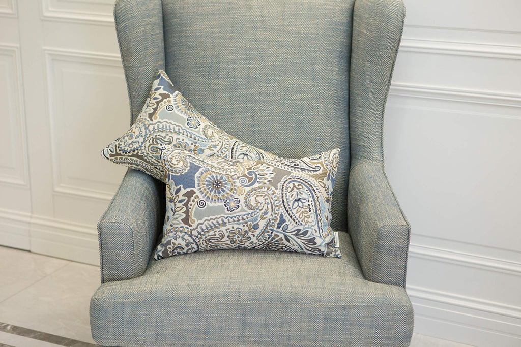 Mika Home Pack of 2 Decorative Pillow Covers Throw Pillow Cases,Paisley Pattern,18X18 Inches,Blue Brown Cream Multicolor