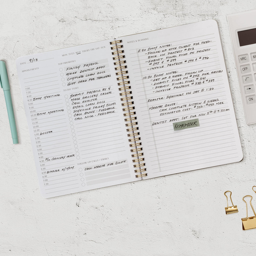 Beautiful Daily Planner And Notebook With Hourly Schedule - Aesthetic Spiral To do List Notepad to Easily Organize Your Tasks And Appointments - Stylish Book And School Or Office Supplies