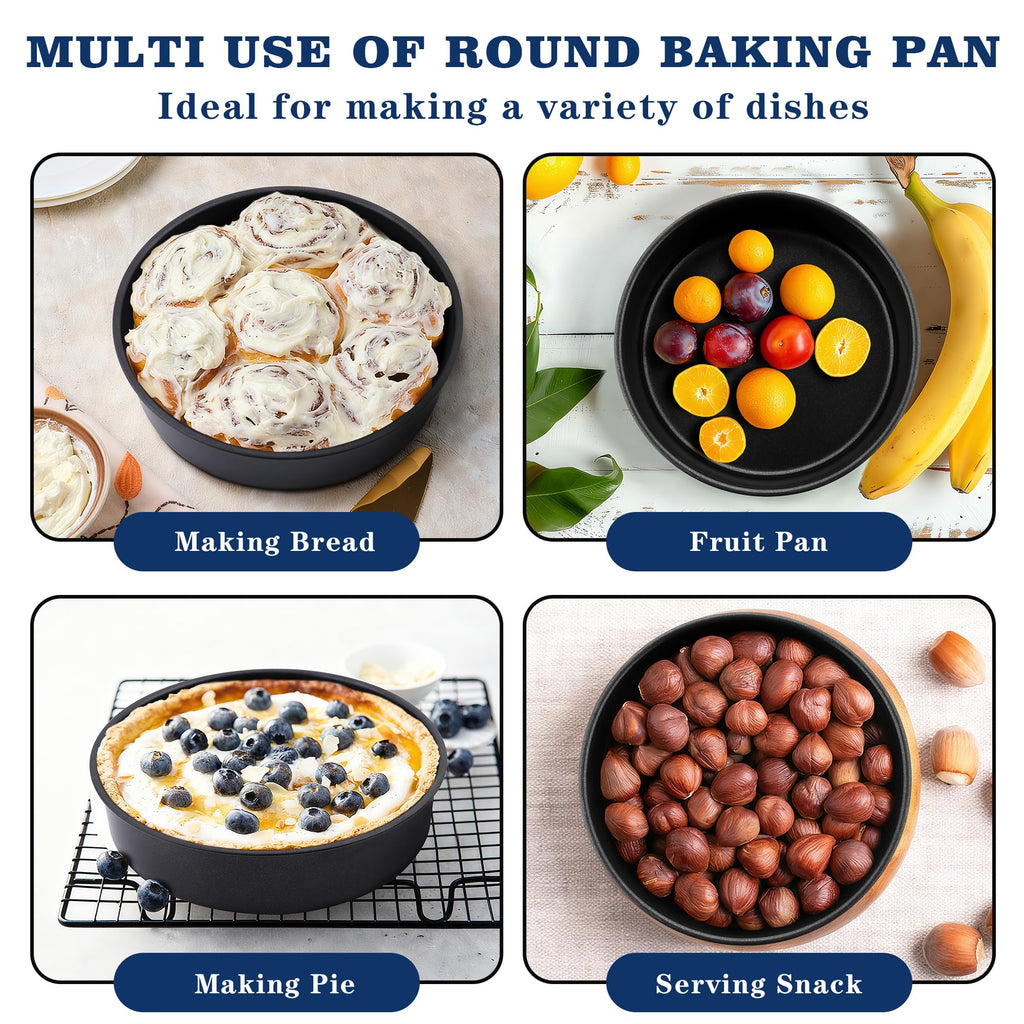 E-far 4 Inch Cake Pan Set of 3, Nonstick Stainless Steel Mini Round Cake Pans Tin, Small Size for Baking Smash Cakes/Cheesecake, Stainless Steel Core & Non-toxic Coating, Straight Side & 2 Inch Deep