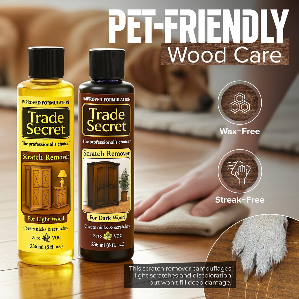 Trade Secret Scratch Concealer for Dark Wood Furniture & Floors – Dark Brown Shade Stain Covers Nicks, Scuffs, Dog & Cat Scratches, Minor Defects – Real Wood Only