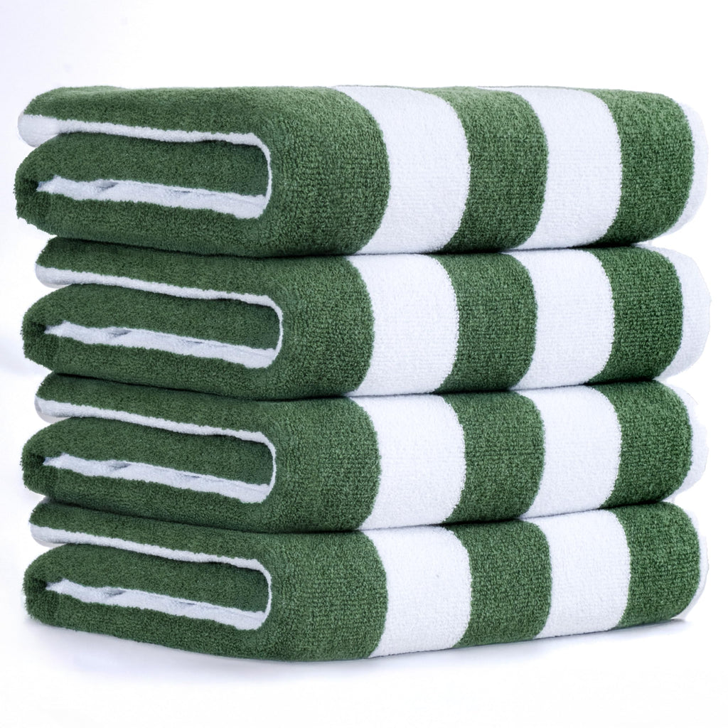 American Soft Linen Cabana Striped Beach Towels, 30x60 inch 4 Piece Oversize Pool Towels, Quick Drying Sand Free Swim Towels, Beige