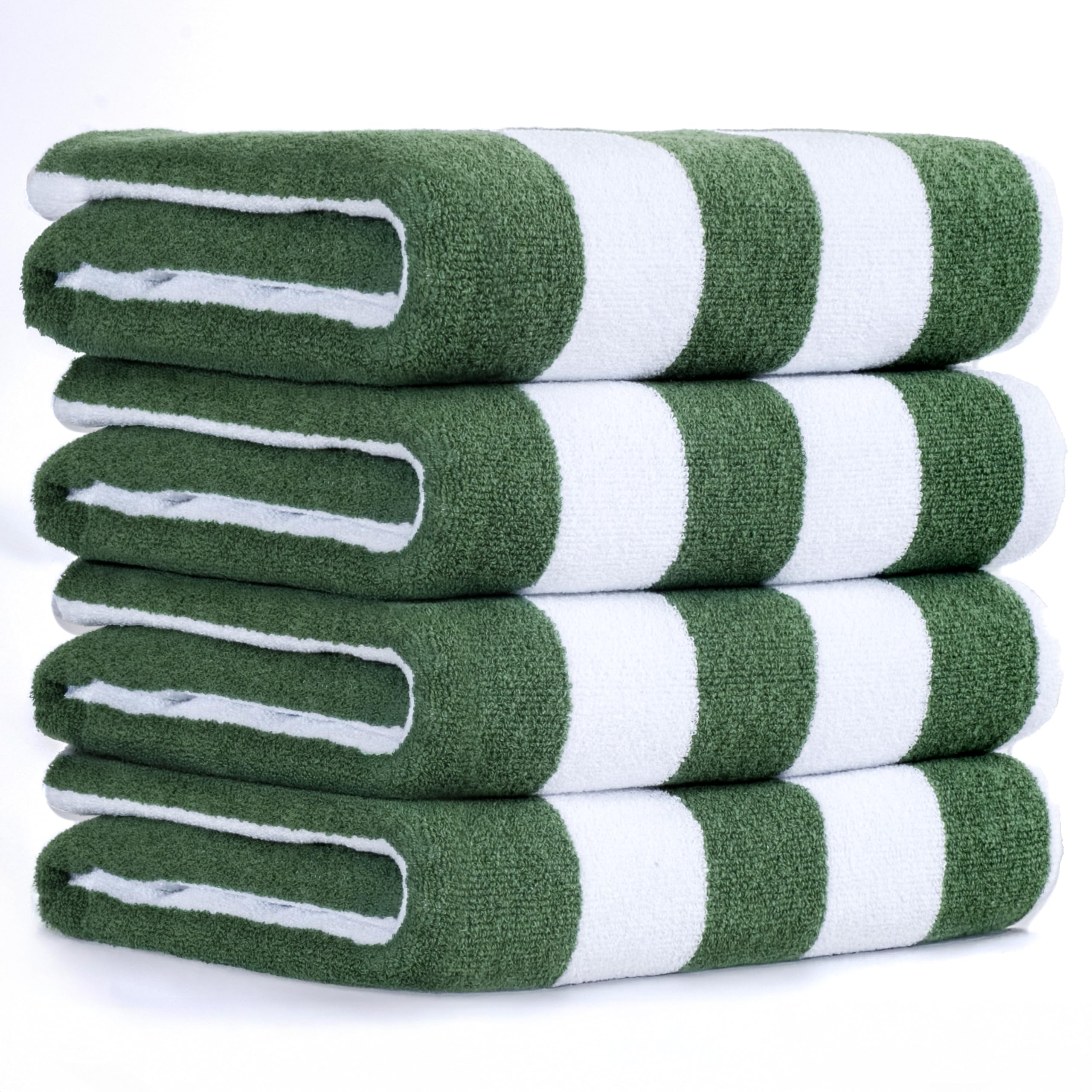 American Soft Linen Cabana Striped Beach Towels, 30x60 inch 4 Piece Oversize Pool Towels, Quick Drying Sand Free Swim Towels, Beige