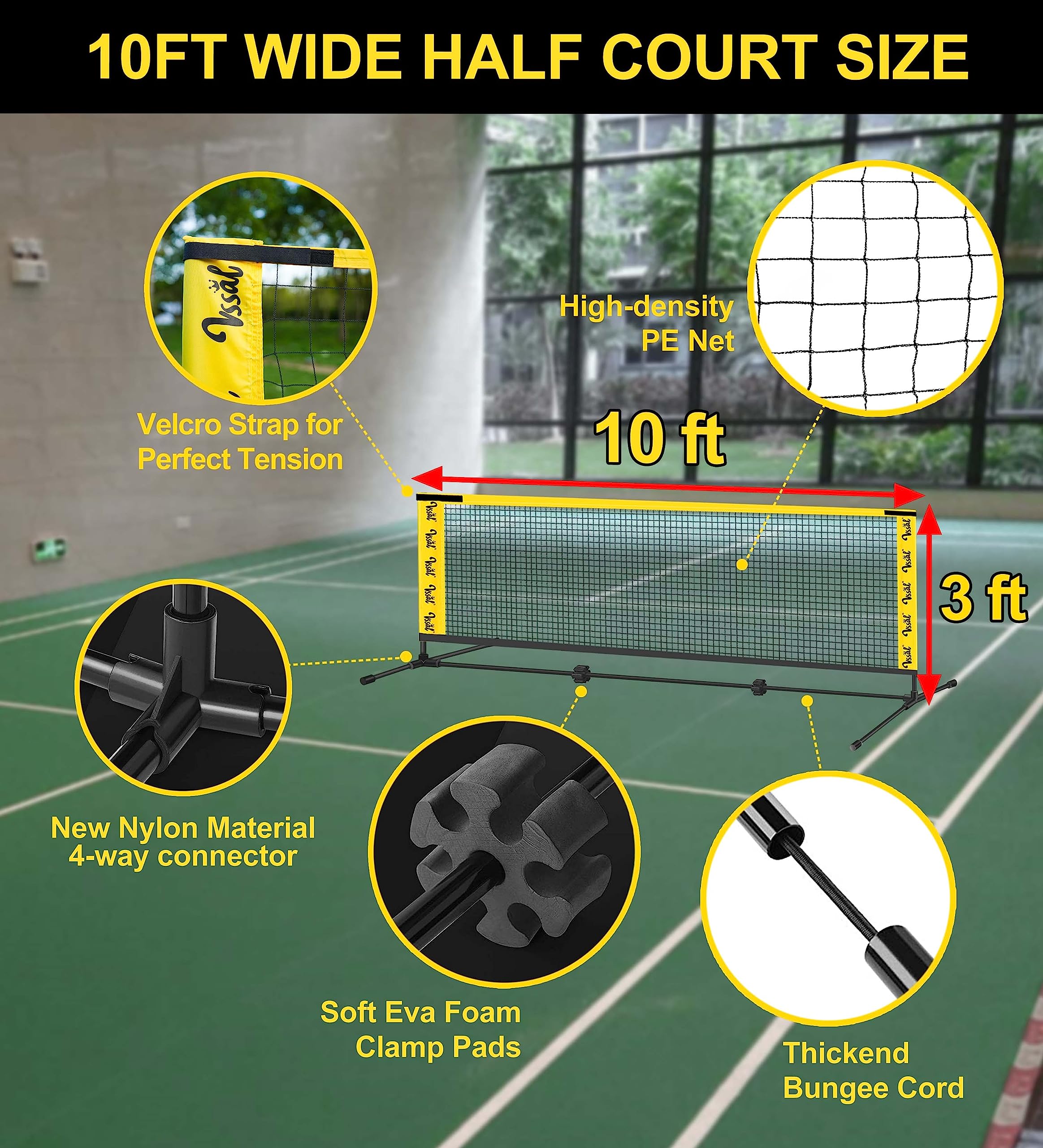 3-in-1 Portable Badminton, Volleyball & Pickleball Net Set for Adults, Adjustable Height 34"–7 ft for Backyards or Beach, Outdoor Sports Combo with Carry Bag, Rackets, Paddles & Balls
