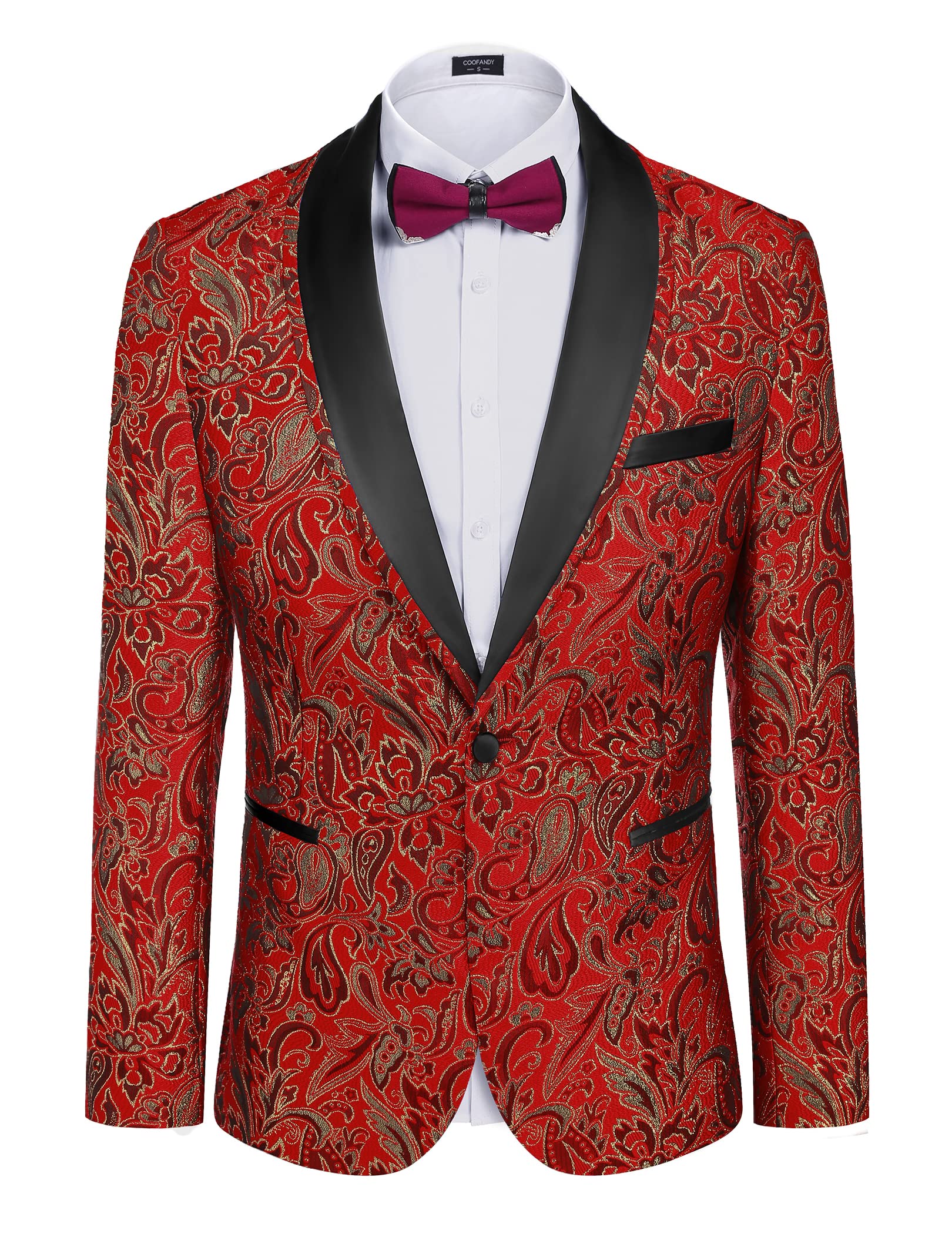COOFANDY Men's Floral Tuxedo Suit Jacket Slim Fit Dinner Jacket Party Prom Wedding Blazer Jackets