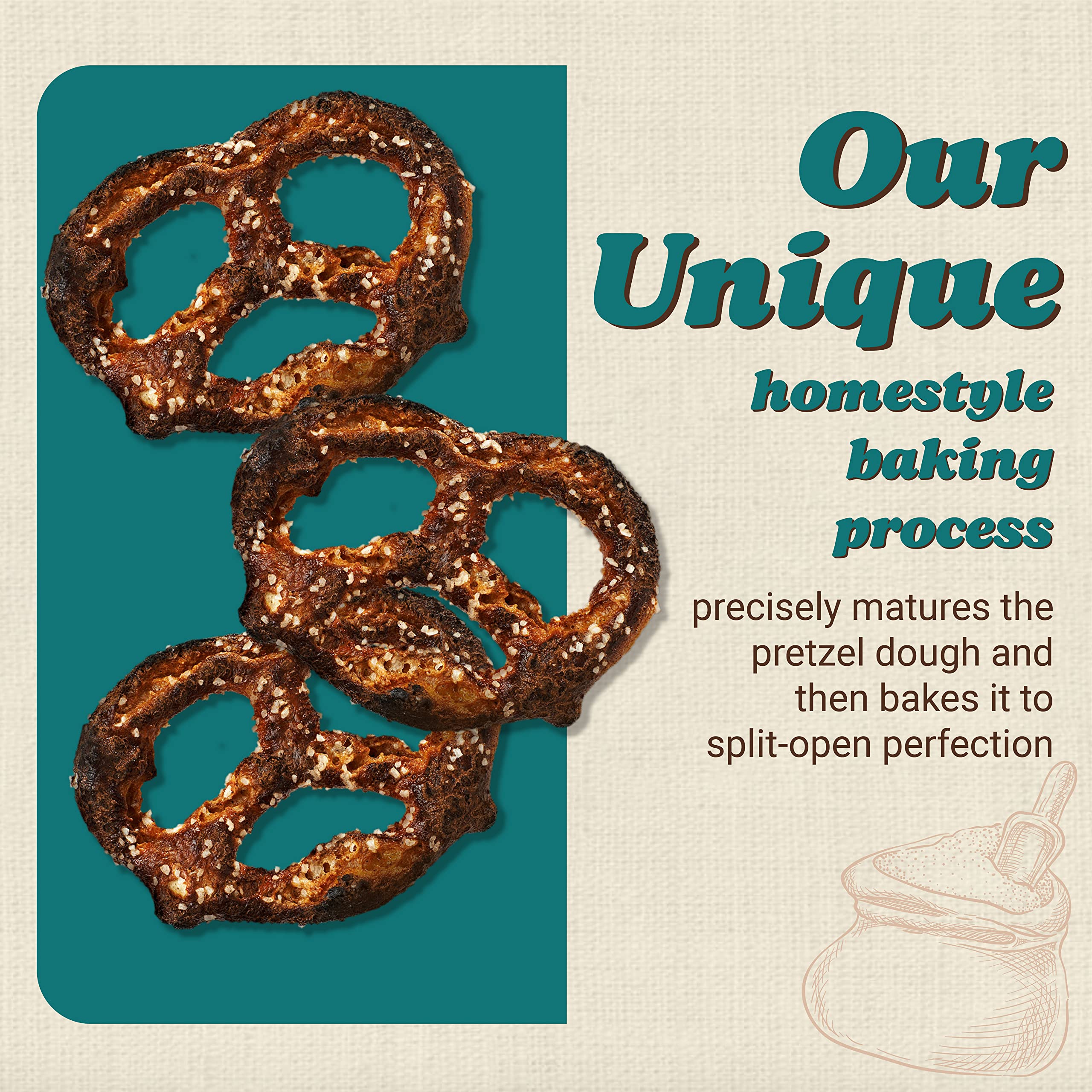 Unique Snacks Extra Dark Splits Pretzels, Original Split-Open Pretzels, Delicious Homestyle-Baked Snack Bag, Vegan, OU Kosher, and Non-GMO Food, No Artificial Flavor, 2 Oz. Bag, Pack of 12