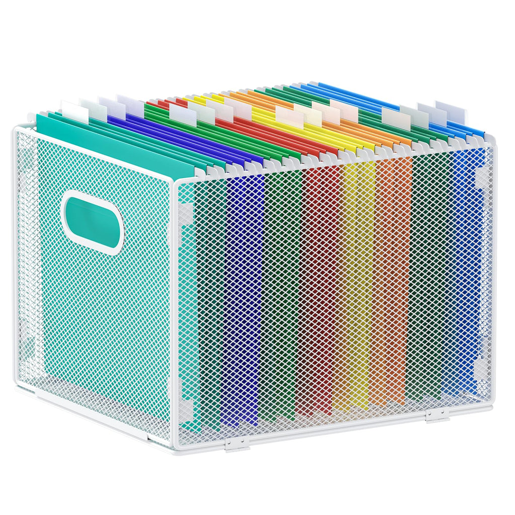 samstar Hanging File Organizer, Mesh File Folder Organizer File Crate File Cabinet Inserts Storage Box, Letter Size