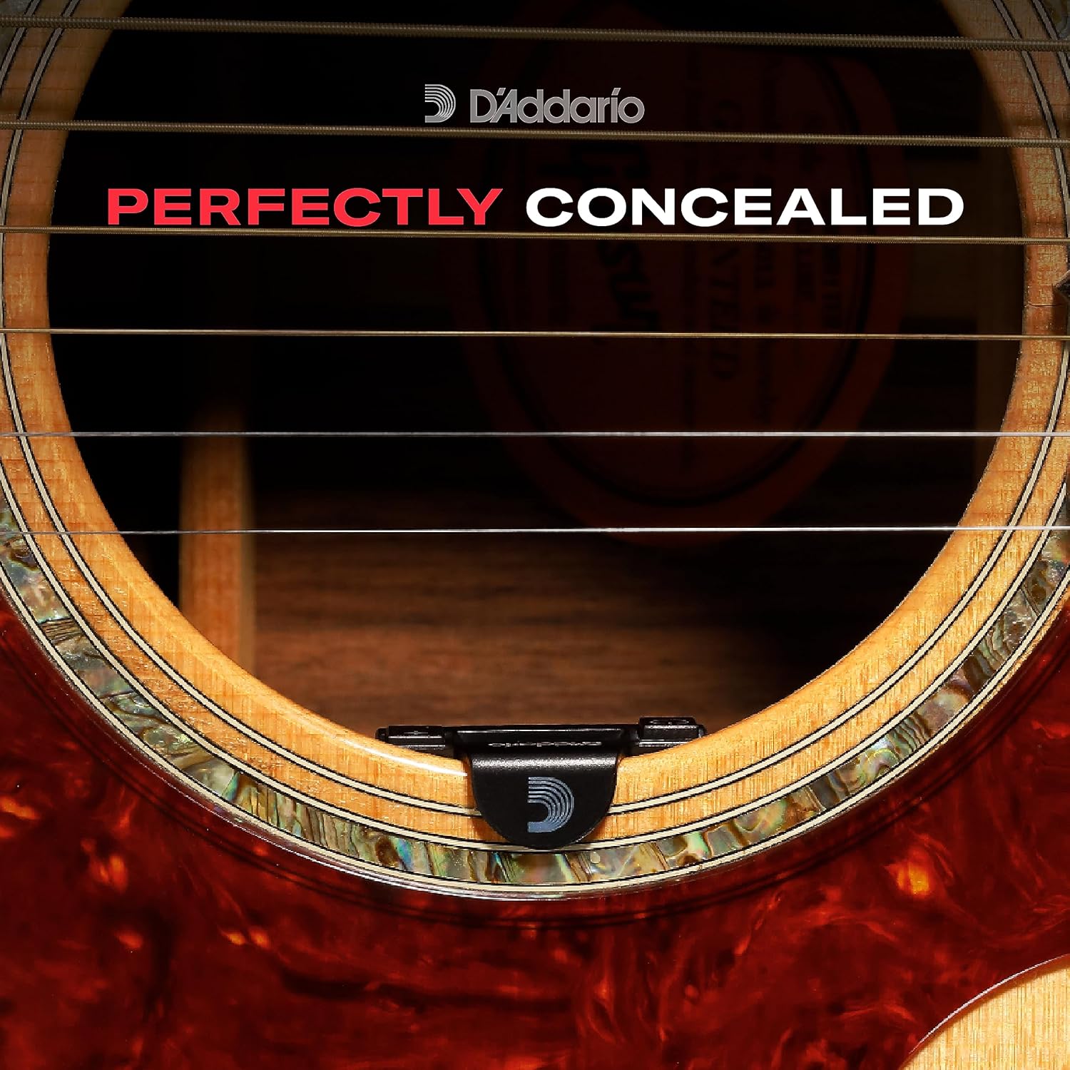 D'Addario Guitar Tuner - NS Micro Soundhole Tuner - Fits in Guitar Sound Hole - For Acoustic Guitars, Ukuleles - Non Marring Sound Hole Clip - Quick & Accurate Tuning