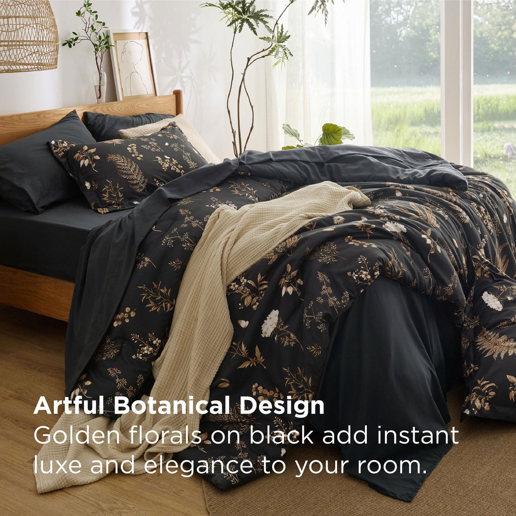 Bedsure Twin Comforter Set - 5 Pieces Floral Sage Green Soft Bedding Sets, Twin Bed in a Bag with Botanical Flowers Comforter, Sheets, Pillowcase & Sham