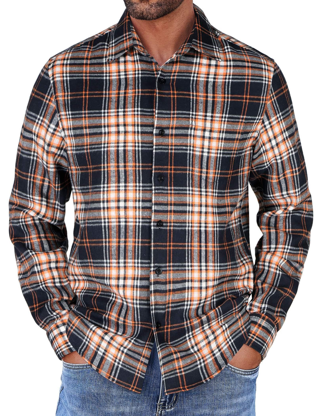 COOFANDY Mens Flannel Shirts Long Sleeve Button Down Shirt with Pocket Casual Shirts Work Shirts for Men