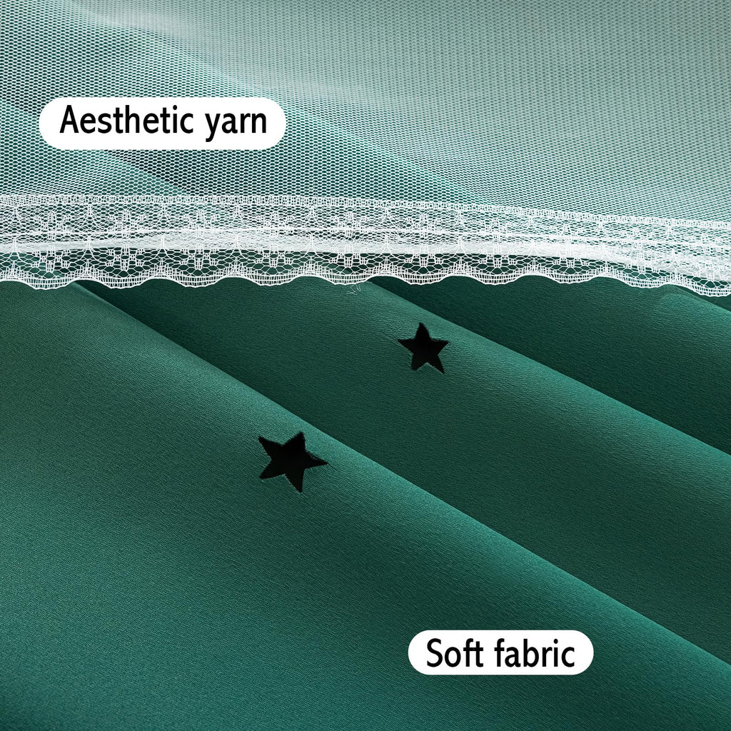 Anytime Star Cut-Out Blackout Curtains for Bedroom 2 Panels,2-Layers Mix Design of Fabric & Tulle,Pretty Pure Color Window Curtain for Kids Room(W35 x L45,LPink)