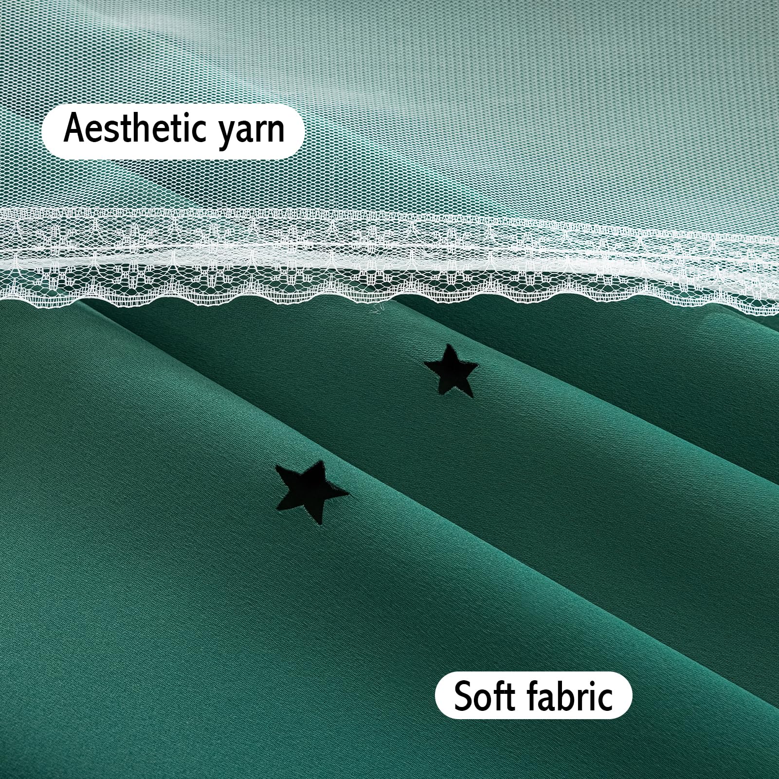 Anytime Star Cut-Out Blackout Curtains for Bedroom 2 Panels,2-Layers Mix Design of Fabric & Tulle,Pretty Pure Color Window Curtain for Kids Room(W35 x L45,LPink)