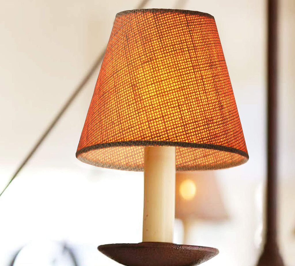 Small Lamp Shade Set of 6 Chandelier Shades 3" X 6" X 5" Burlap Lampshade Clip On Bulb Farmhouse Chandelier Shade