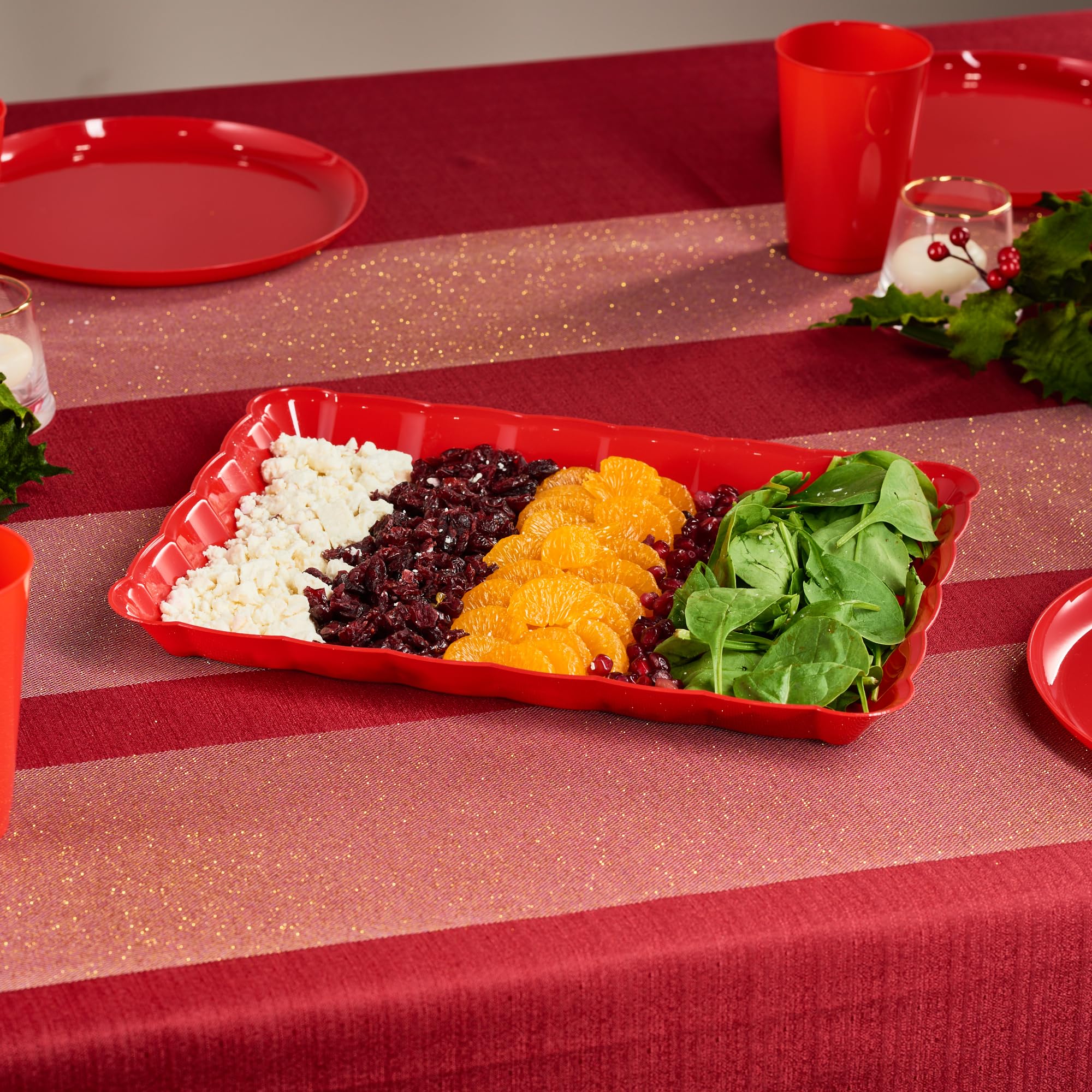 Plasticpro Plastic Serving Trays - Serving Platters Rectangle 9X13 Disposable Party Dish 4 Black Trays
