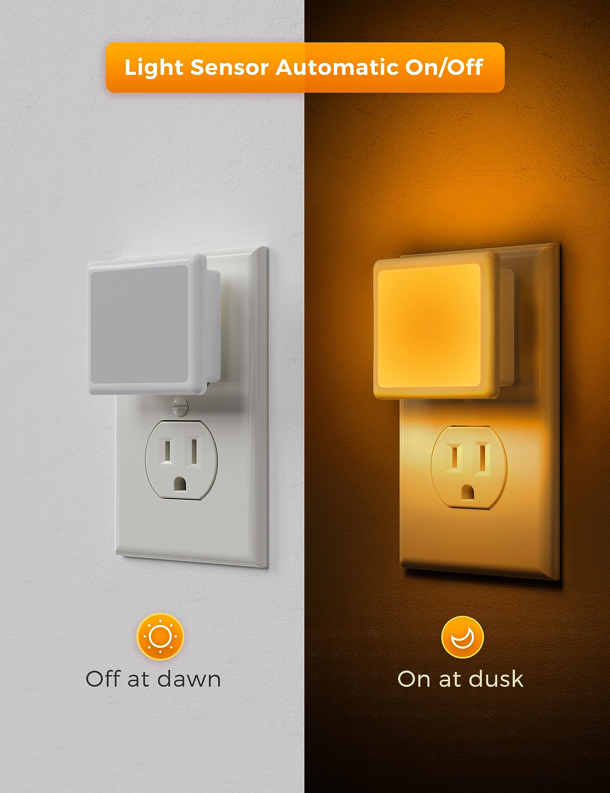 L LOHAS LED Night Light,Night Lights Plug into Wall, [6-Pack] Plug in Night Light, Dusk-to-Dawn Sensor, 3000K Soft White 0.3W Bright Nightlight Auto-On/Off for Adults Kids Bedroom Bathroom Hallway