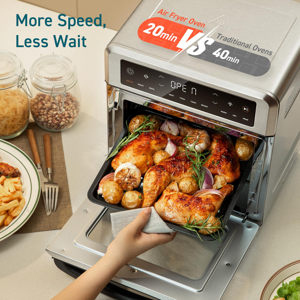 Cosori 11-in-1 Air Fryer Oven, 13Qt Small Footprint Airfryer combo with Rotisserie, Toast, Bake, Roast, Reheat Functions and more, Recipe Book & 6 Accessories Included, Perfect for Small Contertop