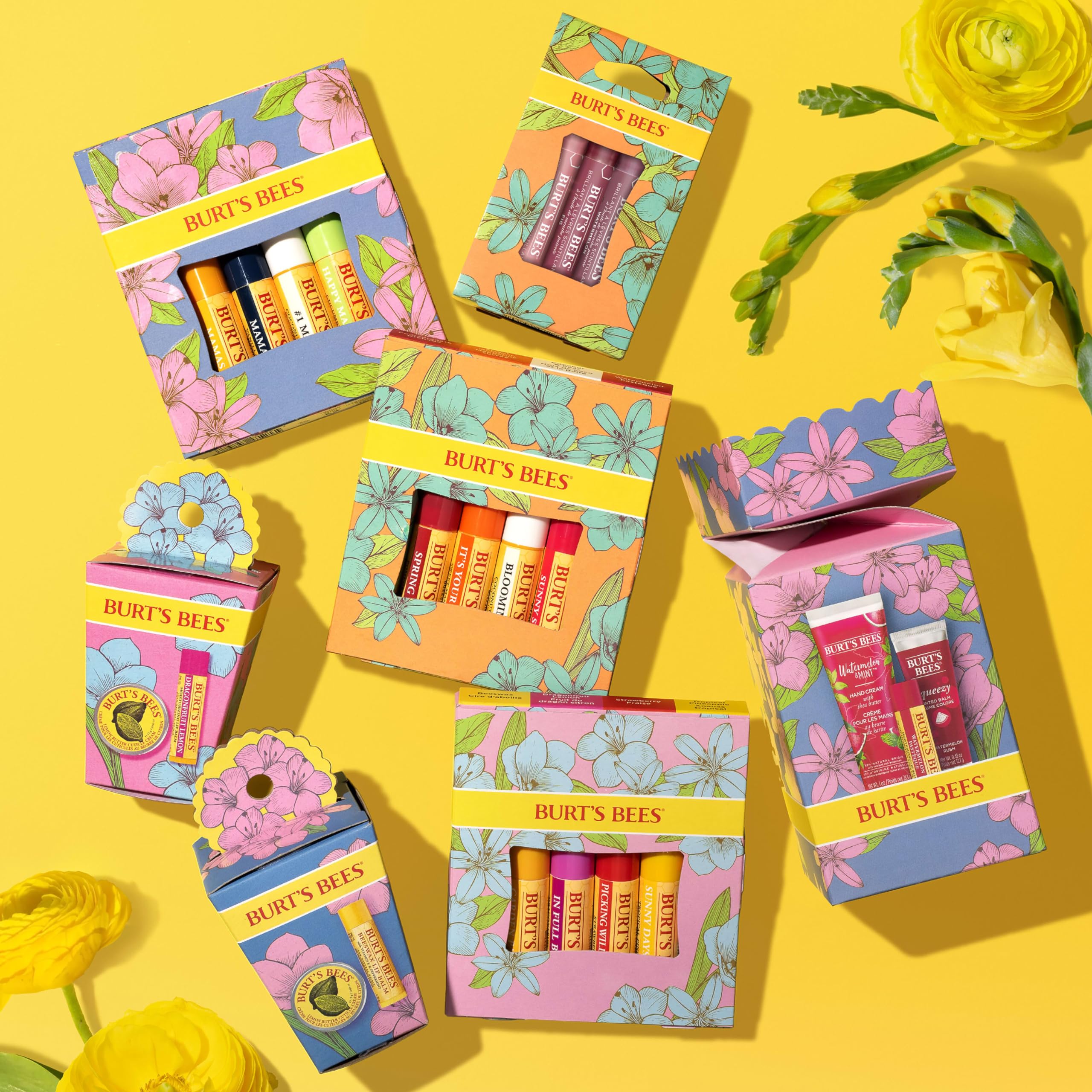 Burt's Bees Gifts Ideas - Spring Surprise Set, Dragonfruit Lemon Lip Balm and Lemon Butter Cuticle Cream, Natural Origin Lip Moisturizer With Responsibly Sourced Beeswax, 2 Count