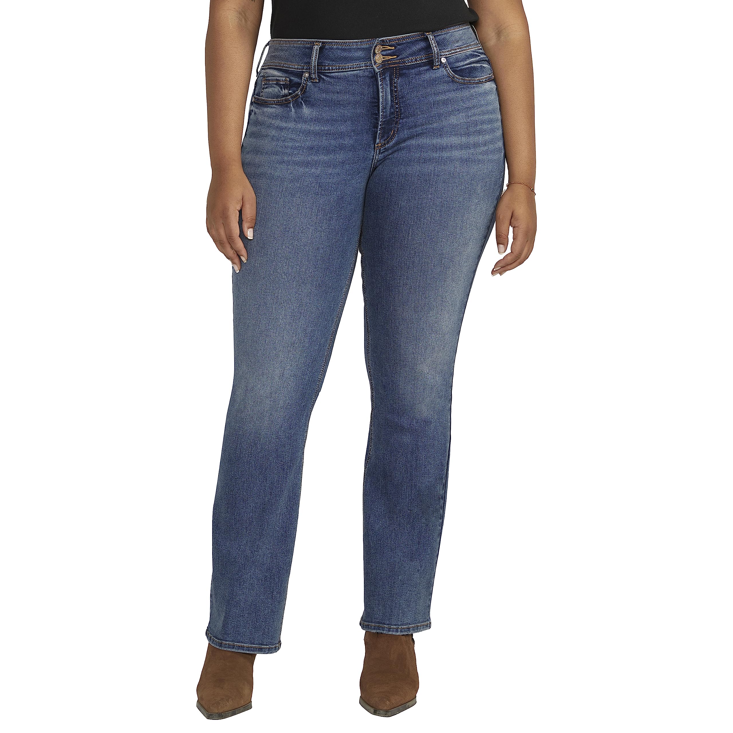 Silver Jeans Co. Women's Plus Size Suki Mid Rise Slim Bootcut Jeans