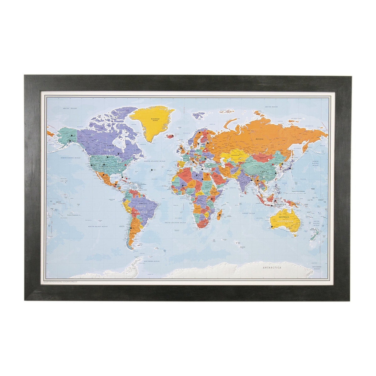 Personalized Canvas Rolled Poster World Map Wall Art with Pins – Large 24" x 36" Blue Oceans Map of the World – Push Pin Travel Decor for Home or Office