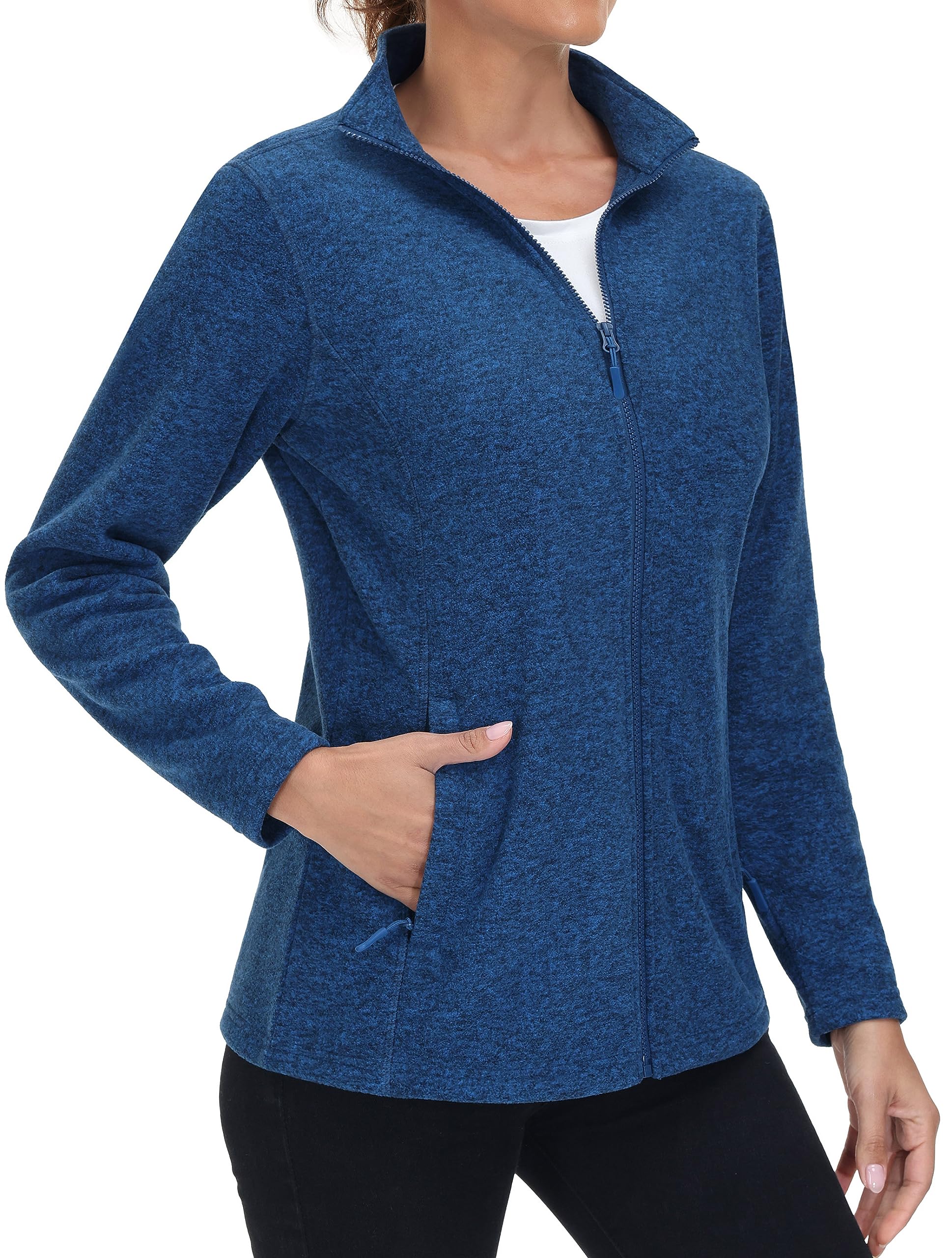 MAGCOMSEN Fleece Jacket Women Zip UP Lightweight Soft Polar Warm Winter Jackets for Women with Pockets Outdoor Hiking