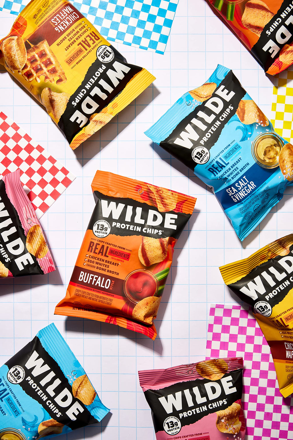 WILDE Protein Chips Barbeque, Thin and Crispy High Protein Snacks, Keto Friendly, Low Carb Chips, Real Ingredients, 1.34oz (Pack of 8)