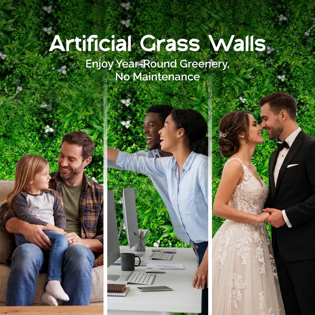 NatraHedge 20''X40'' Artificial Kauai Living Wall Grass Wall Decor, 5Pcs (28SqFt) Hedge Leaf Grass Panels for Indoor, Outdoor, Garden and Balcony Privacy Fence Screen