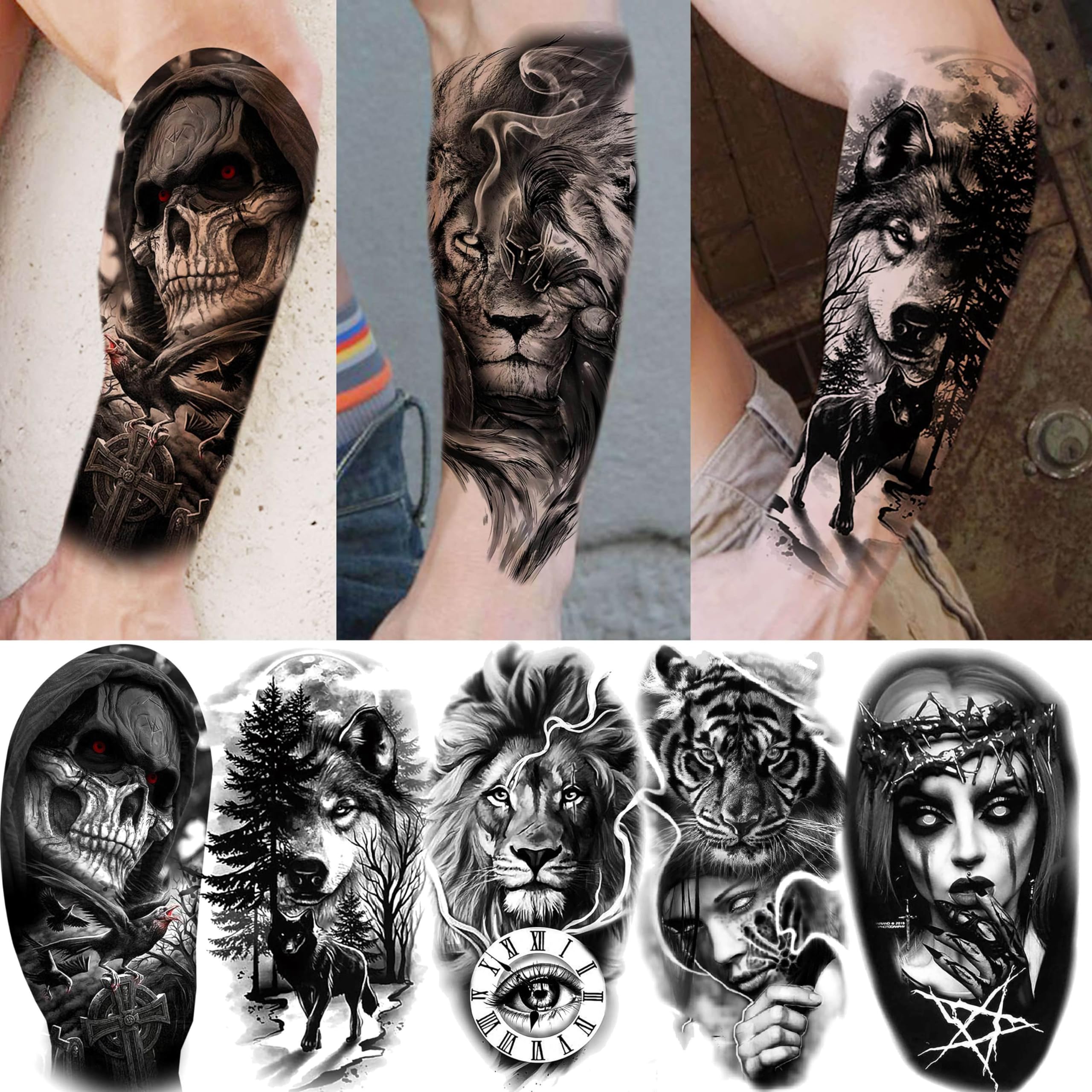 EGMBGM 52 Sheets Tiny Small Temporary Tattoos For Kids Boys Girls, Tribal Animals Butterfly Anchor Compass Tattoo Stickers For Men Women, 3D Cute Flower Fake Face Tatoo Kits Sets For Neck Arm Hands