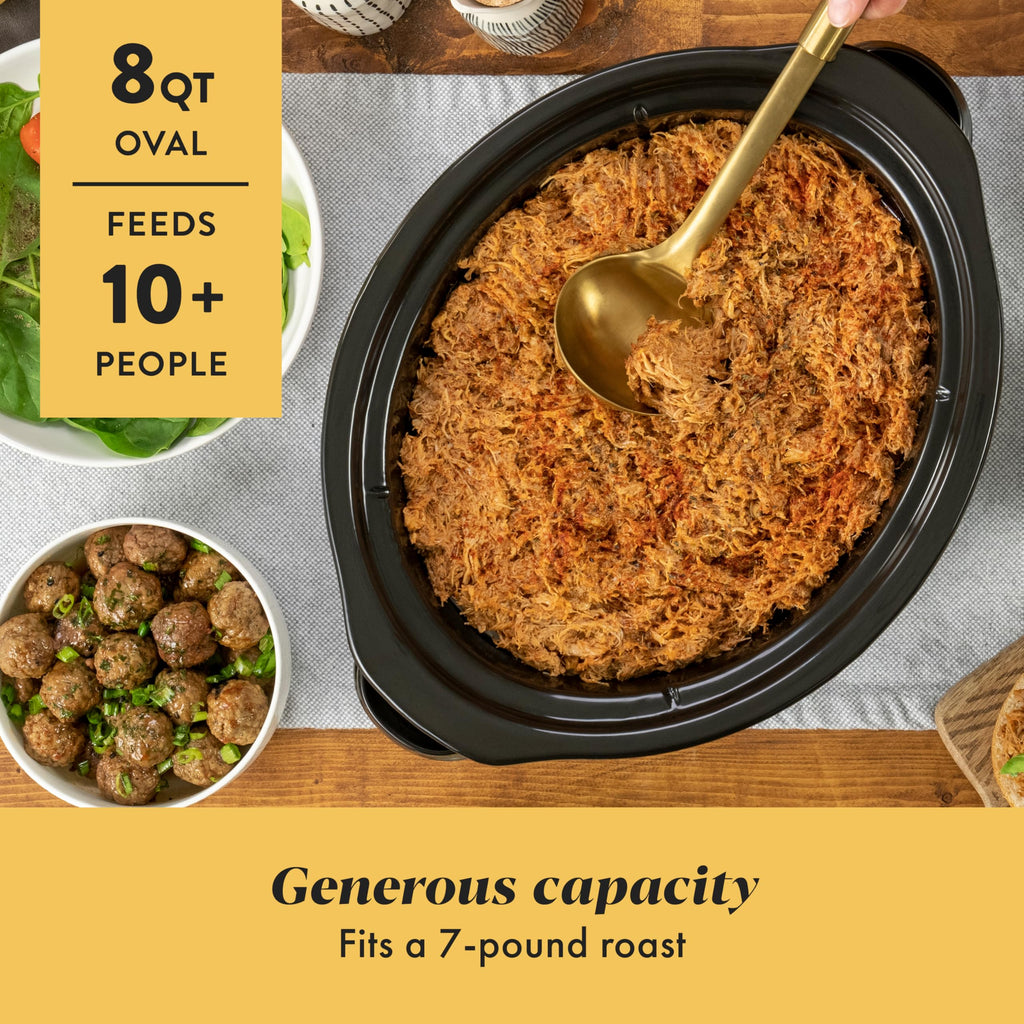 Crock-Pot Large 8-Quart Programmable Slow Cooker with Auto Warm Setting Black Stainless Steel