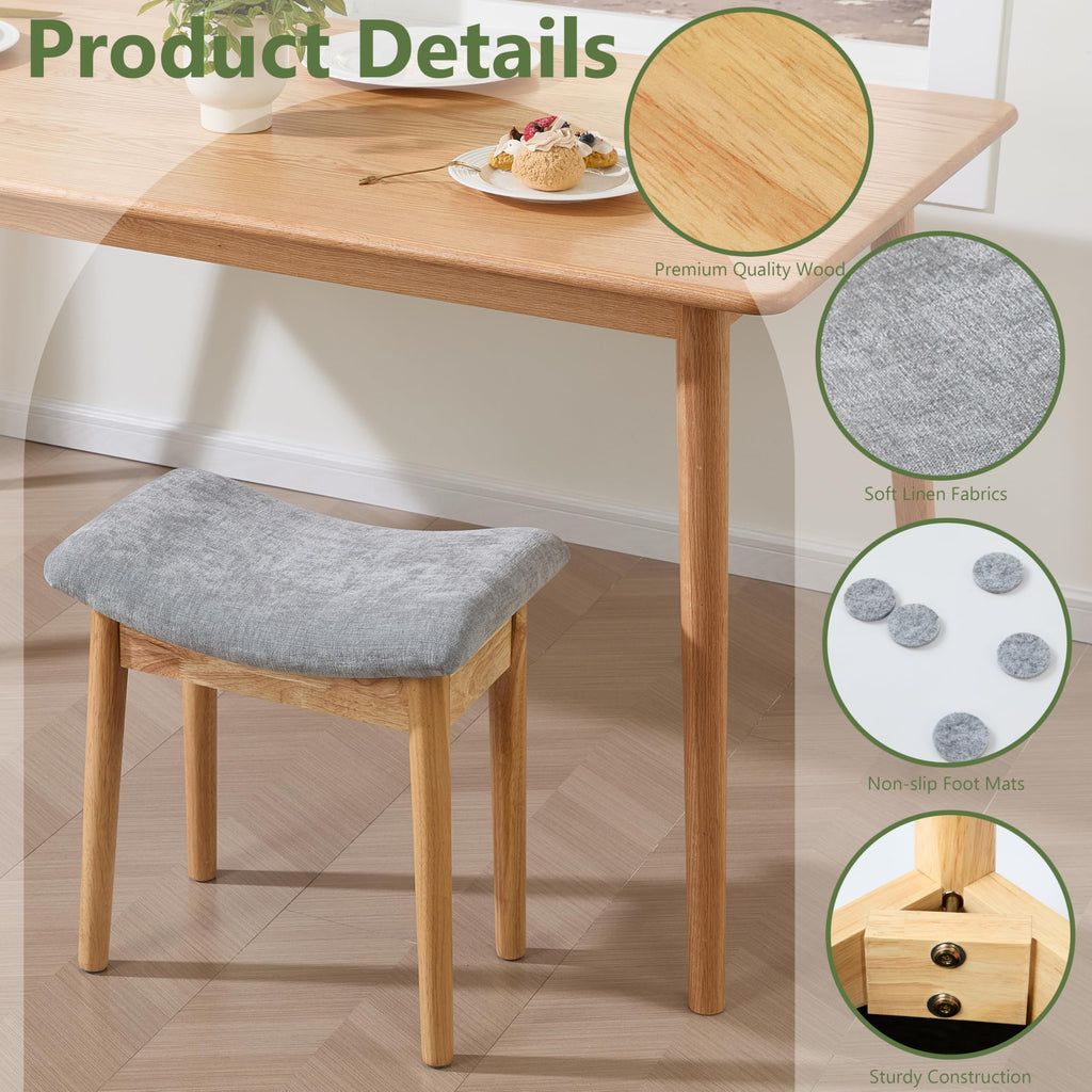 Royal Windsor Vanity Stool with Saddle Cushion, 18 Inch Makeup Vanity Chair for Living Room, Modern Foot Stool Ottoman Piano Bench,Small Upholstered Bench for Bedroom, Beige