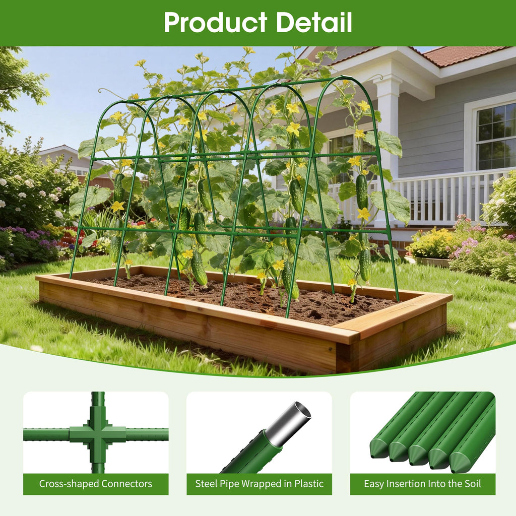 Cucumber Trellis for Raised Bed,U-Shape Garden Trellis for Climbing Plants Outdoor, Metal Arch Vegetables Trellis, Plant Support for Vine (Green, 31.5" Lx21.6 Wx47.2 H-Small)