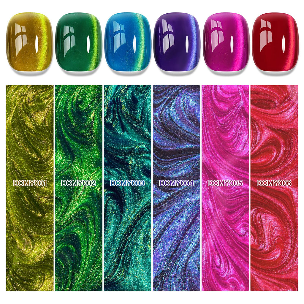 MIZHSE Cat Eye Gel Nail Polish, Moonlight Magnetic Gel Polish and Sheer Nude Nail Kit with 1 Magnet Stick, Glass Shiny Effect Silver Pink Purple Soak Off Manicure Home DIY