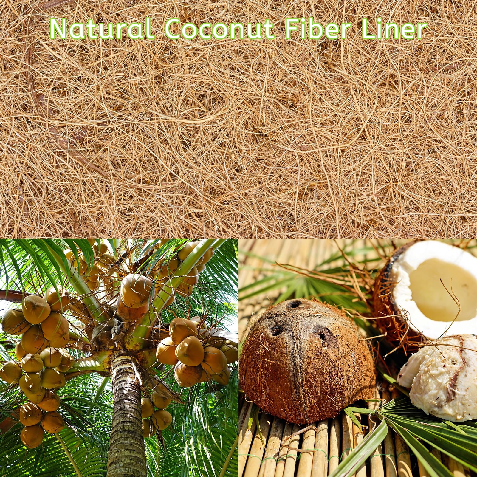 Riare 2 Pack 12 Inch Round Coco Liners Replacement, 100% Natural Coconut Coir Liners for Hanging Baskets, Garden Flower Vegetables Planter Pot, Window Box, Fence, Decks
